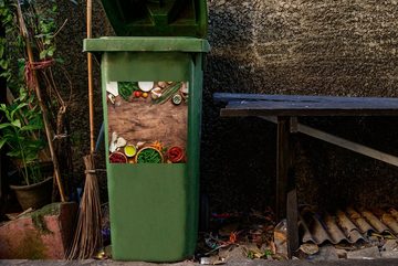 MuchoWow Wandsticker Kräuter - Gemüse - Rustikal (1 St), Mülleimer-aufkleber, Mülltonne, Sticker, Container, Abfalbehälter