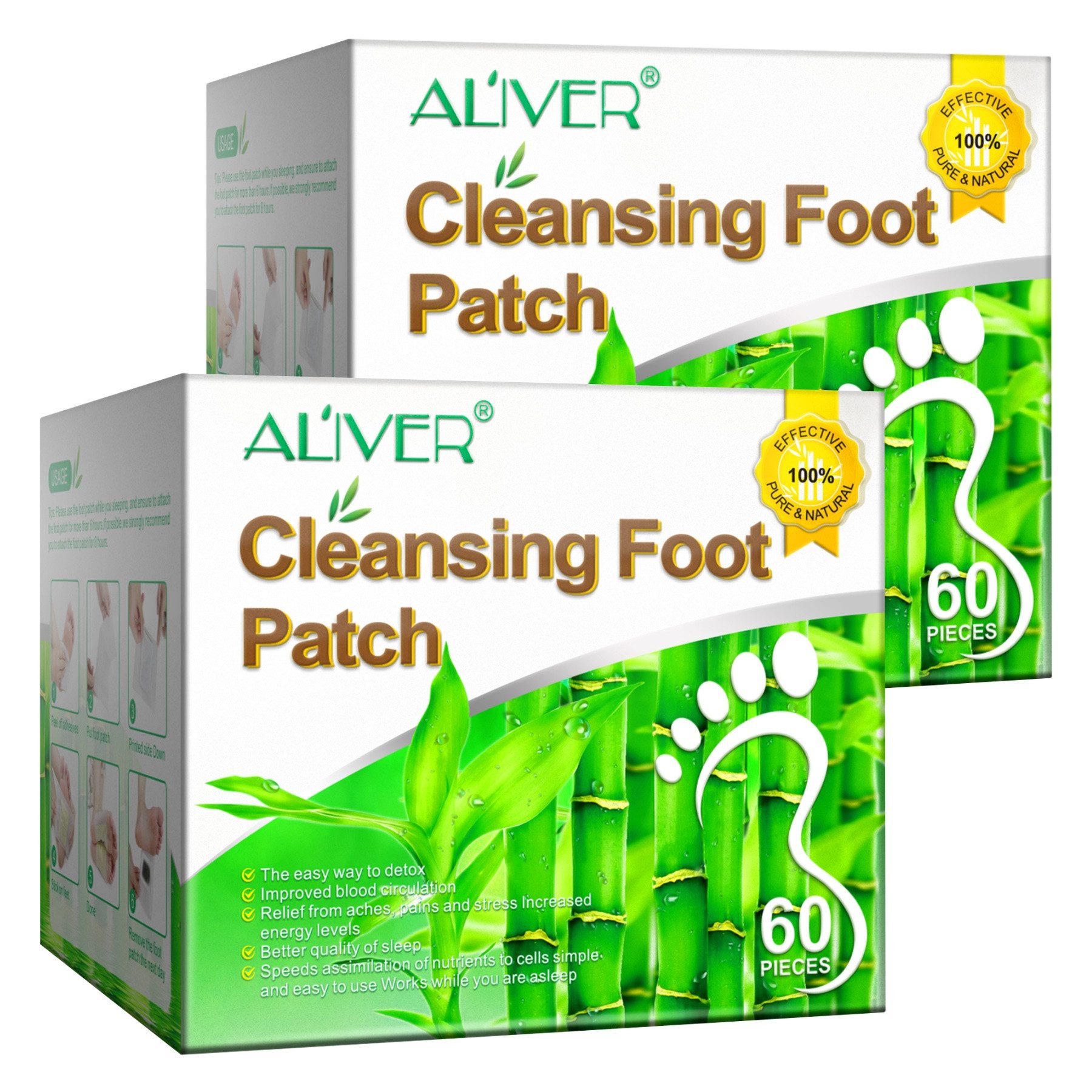 ALIVER Fußmaske Fußpflaster Entgiftungspflaster Bambusessig Ingwer Extrakt, 2-tlg., Entgiften, Fußpflege, Hautpflege