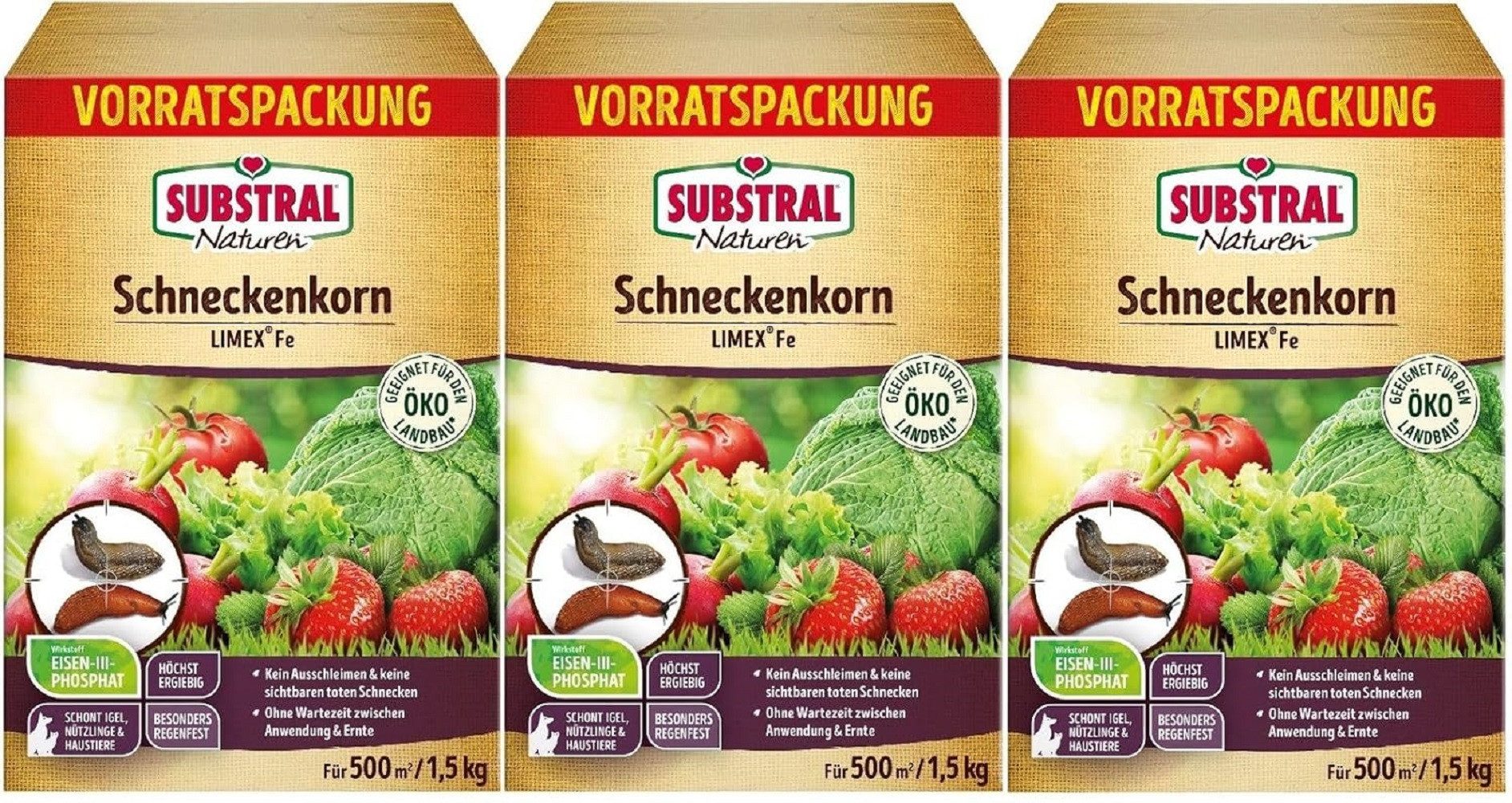 Substral Naturen Vergrämungsmittel Substral Naturen Schneckenkorn Limex Fe 3 x 1,5 kg