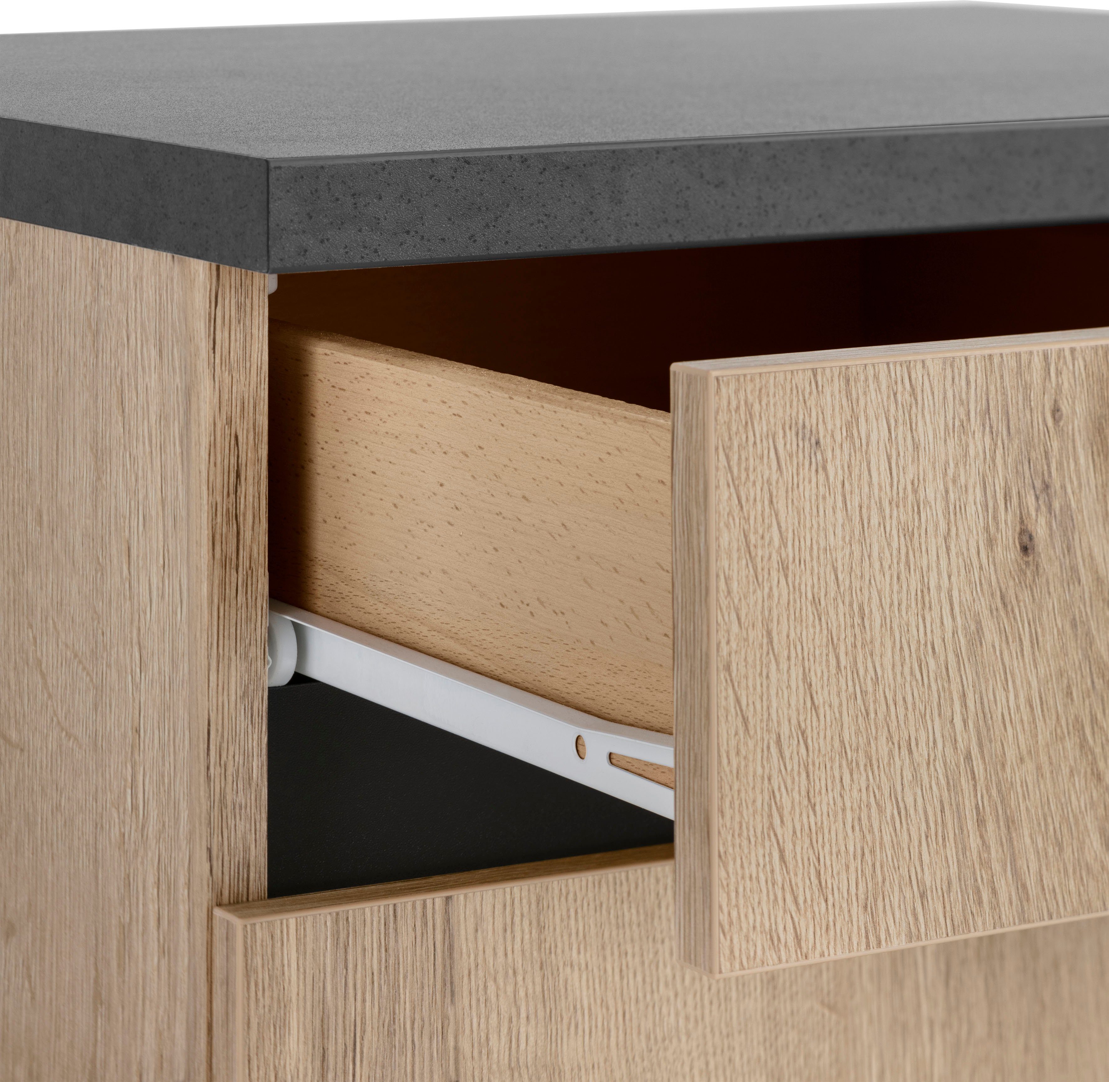OPTIFIT Küchenzeile Roth, Stellmaße 300x175 cm, wahlweise mit E-Geräten, mit Apothekerschrank