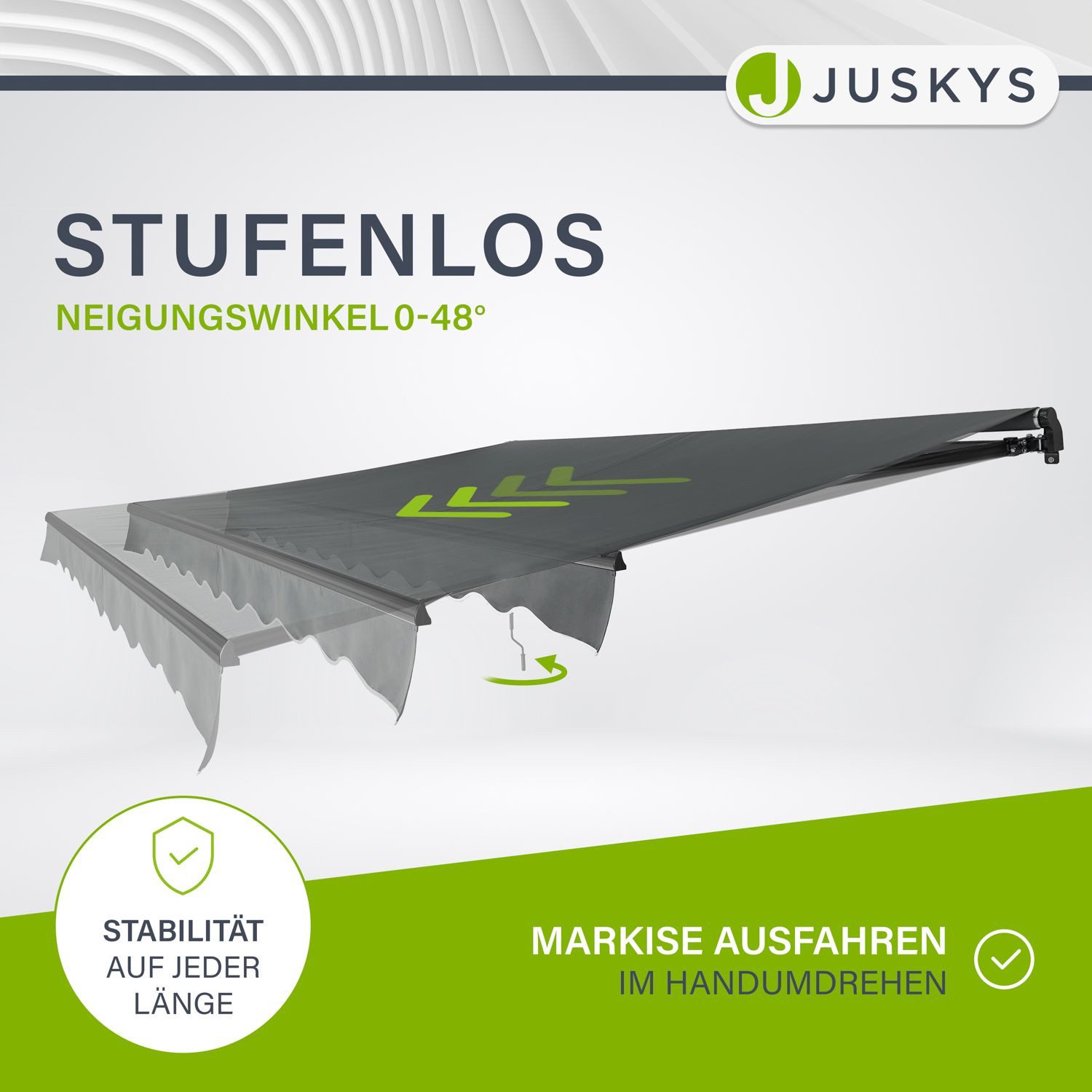 Juskys Gelenkarmmarkise UV40+ & wasserabweisend, einstellbarer Neigungswinkel