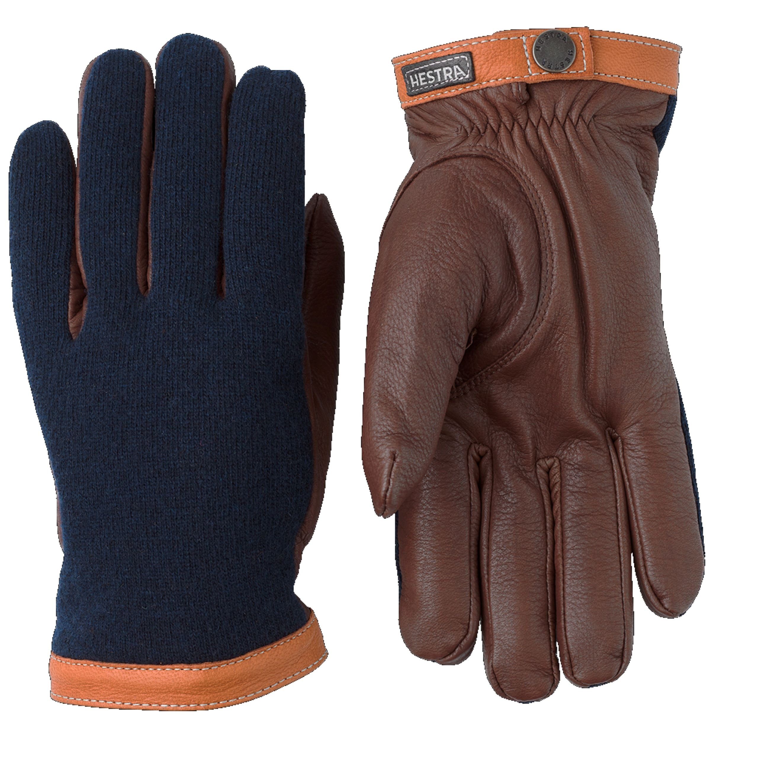 HESTRA Wool Lederhandschuhe - Tricot Unisex Hestra Woll-Lederhandschuhe Deerskin navychocolate Gloves