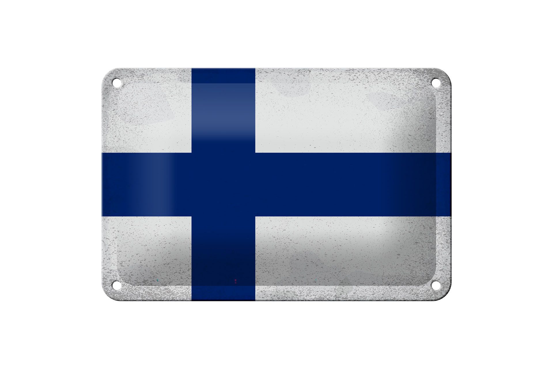 Femer GmbH Metallschild Flagge Finnland 18x12cm Flag of Finland Vintage, (1 St), gewölbte Oberfläche, abgerundete Ecken, umgeschlagene Kanten
