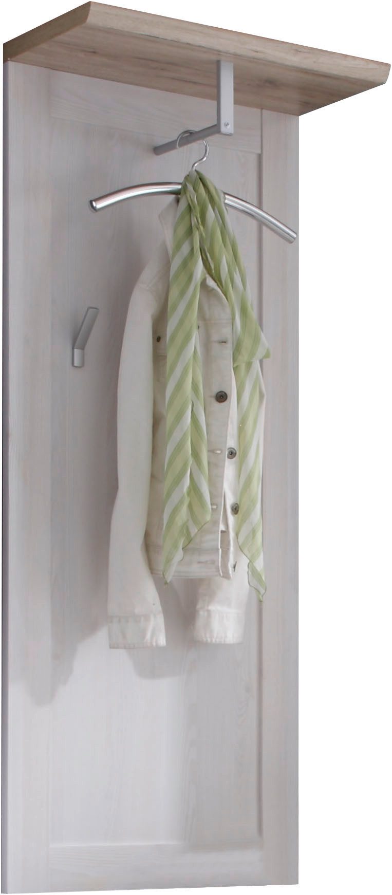 HBZ Garderobenpaneel Romance im Landhausstil,BxHxT 59x143x30 cm (1 St), Landhausstil, Paneel mit 3 Kleiderhaken, 1 Kleiderstange