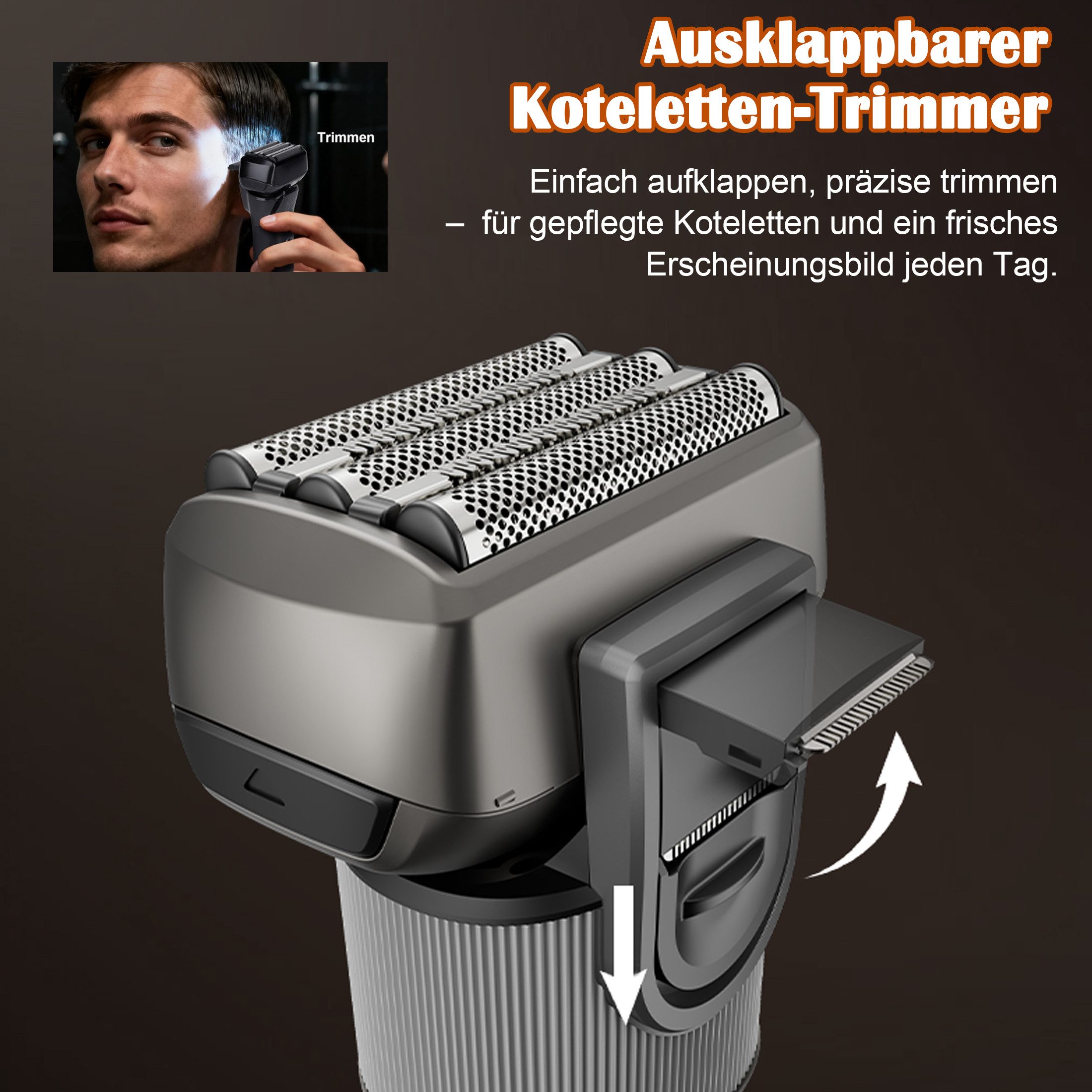 ibettertec Elektrorasierer Herrenrasierer,90 MIN Betriebszeit Elektrorasierer, 5-fach Schneidsystem, Schwarz Metallic