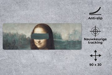 MuchoWow Gaming Mauspad Mona Lisa - Da Vinci - Gemälde (1-St), Gaming, Büro, Mousepad, 90x30 cm, XXL, Großes, Mausunterlage