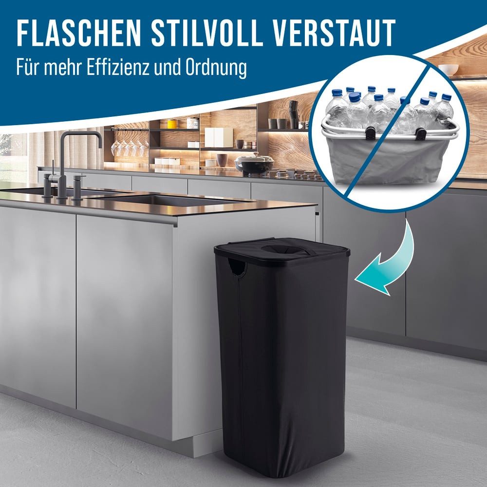 EASYmaxx Flaschenkorb Pfandflaschen-Sammelbehälter 100l schwarz, 100 l, ink günstig online kaufen
