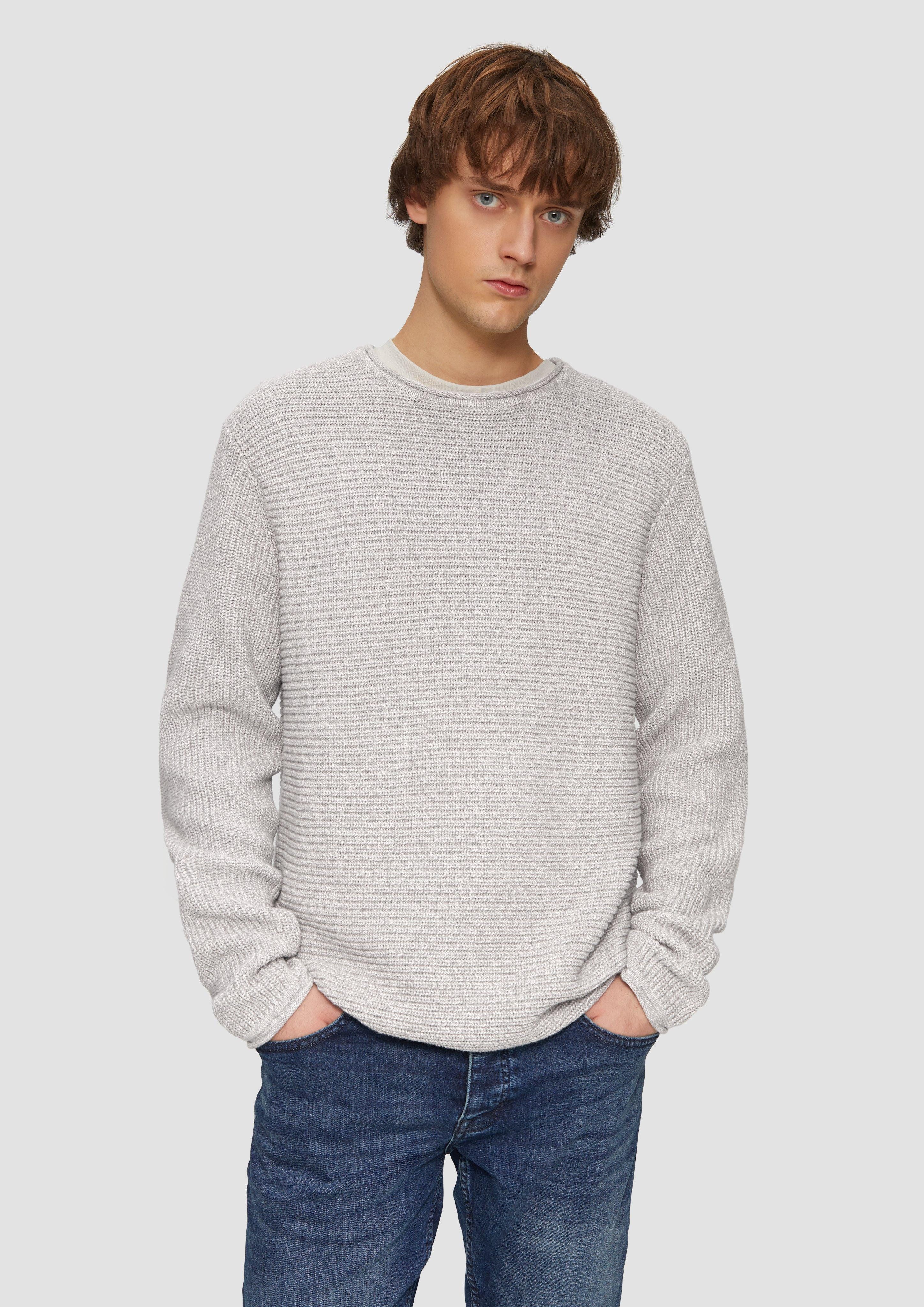 Strickpullover Melierter Strickpullover mit Rippstruktur