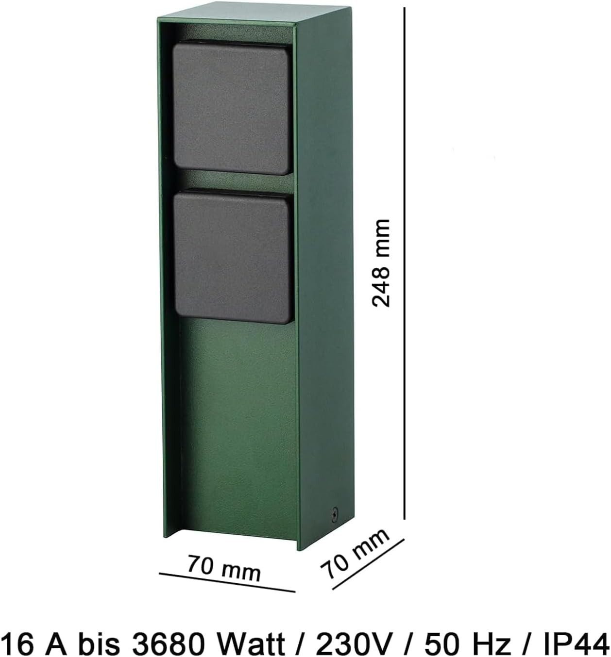 G&L Gartensteckdose Garten Steckdosensäule mit Erdspieß für Außen, Max. Leistung 3680 Watt