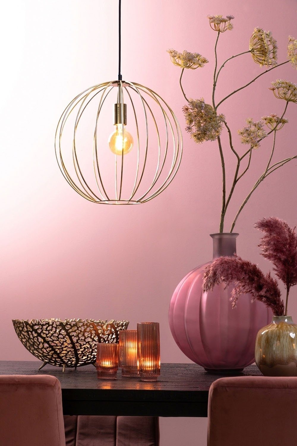 Light & Living Pendelleuchte SUDEN, 1-flammig, Goldfarben, Metall, H 120 cm, ohne Leuchtmittel, Hängeleuchte, Hängelampe