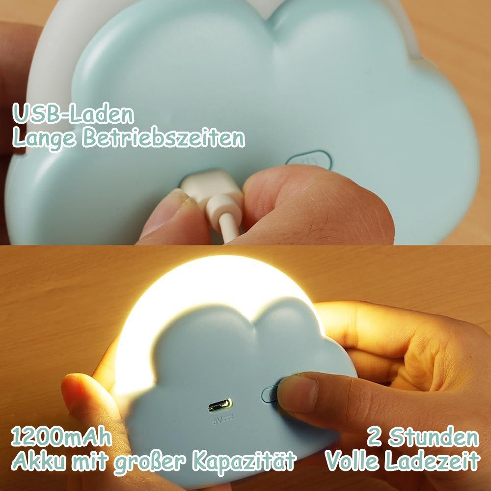 TUWENA LED Nachtlicht Wolkenform LED Nachtlicht, Dimmbar Kinder Nachtlampe, Aufladbar, Wiederaufladbares Nachtlicht, Geschenke für Frau, Mädchen, Freunde – Bild 4 von 5