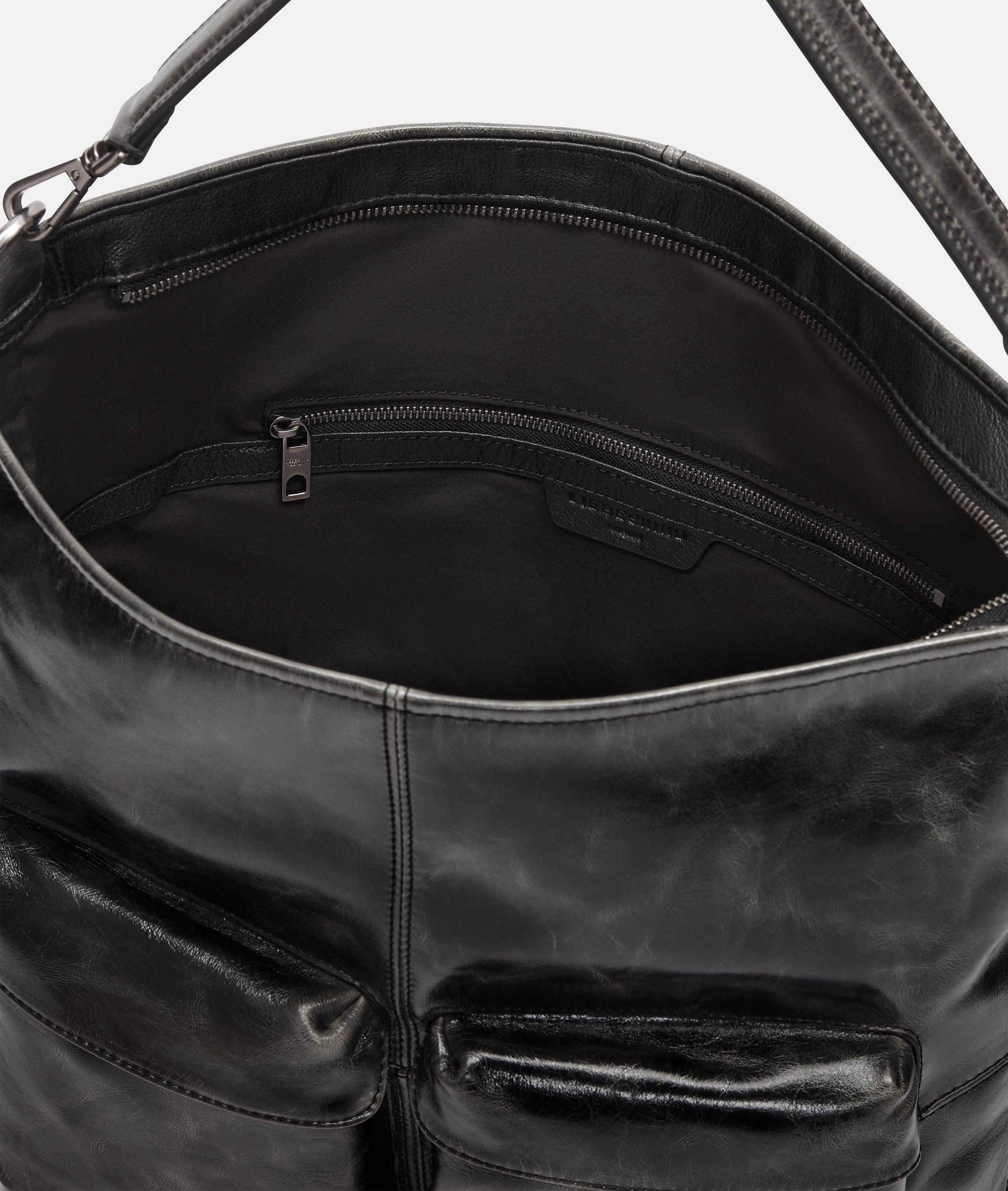 Liebeskind Berlin Schultertasche Archive LK 204 Hobo M, Geräumige Hobo-Bag aus glänzendem Rindsleder