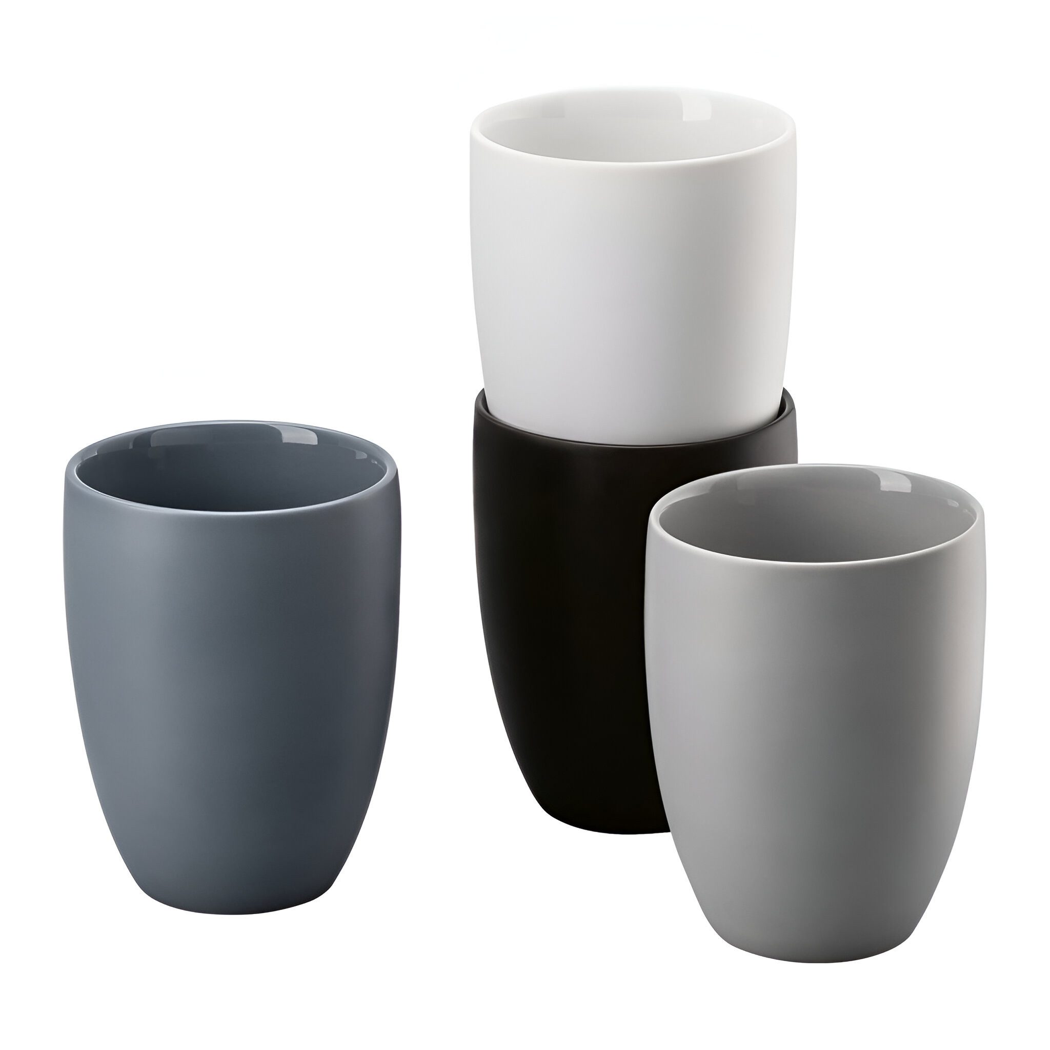 Rosenthal Becher Set 4 Becher doppelwandig - Rosenthal the mug+ Mixed, Porzellan, Lebensmittelkontaktsicher + Mikrowellengeeignet + Spülmaschinenfest