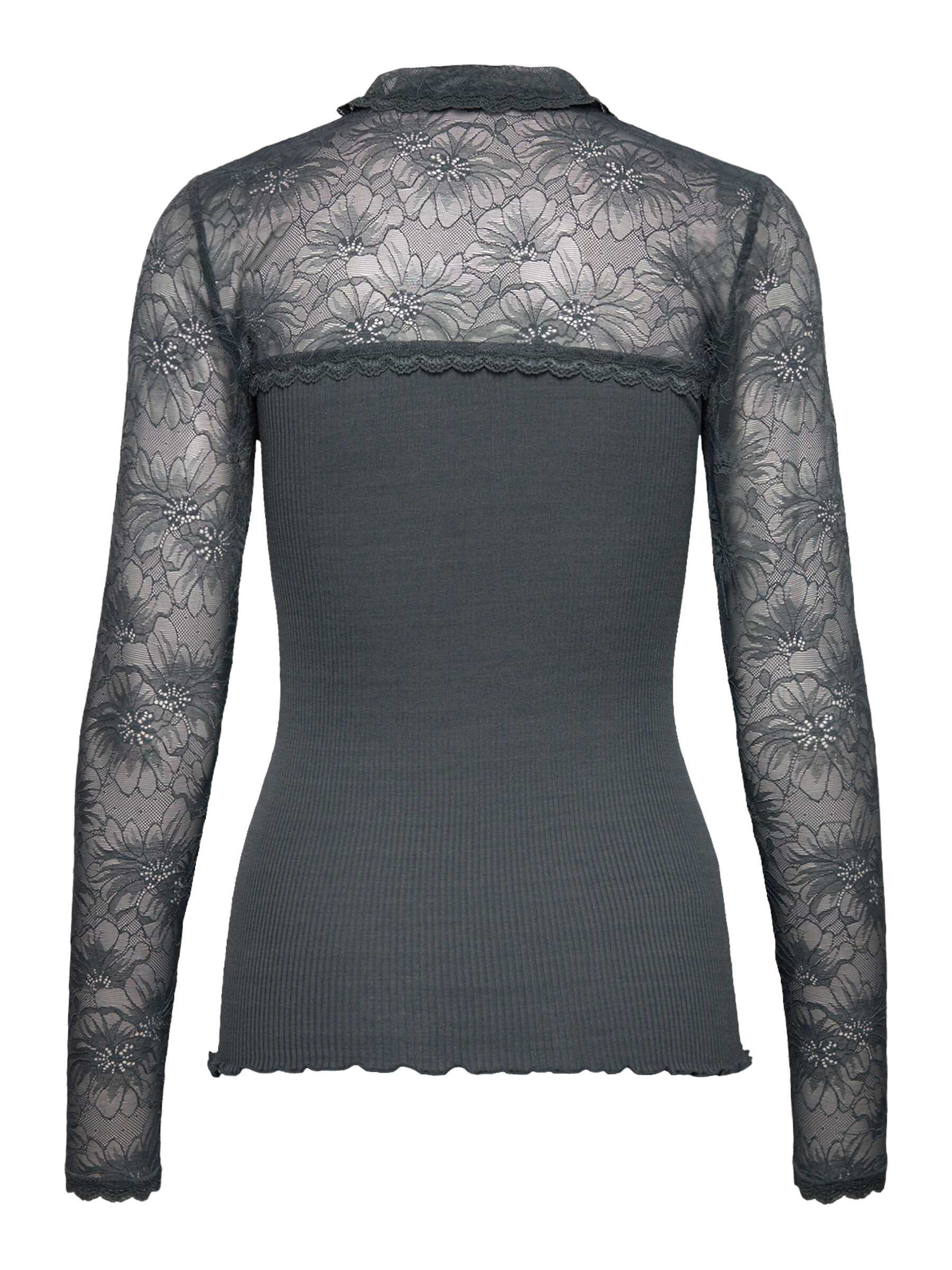 rosemunde Langarmshirt Beatha lace shirt Langarm, mit Polokragen und Knöpfen, mit Spitze, Seidenmix