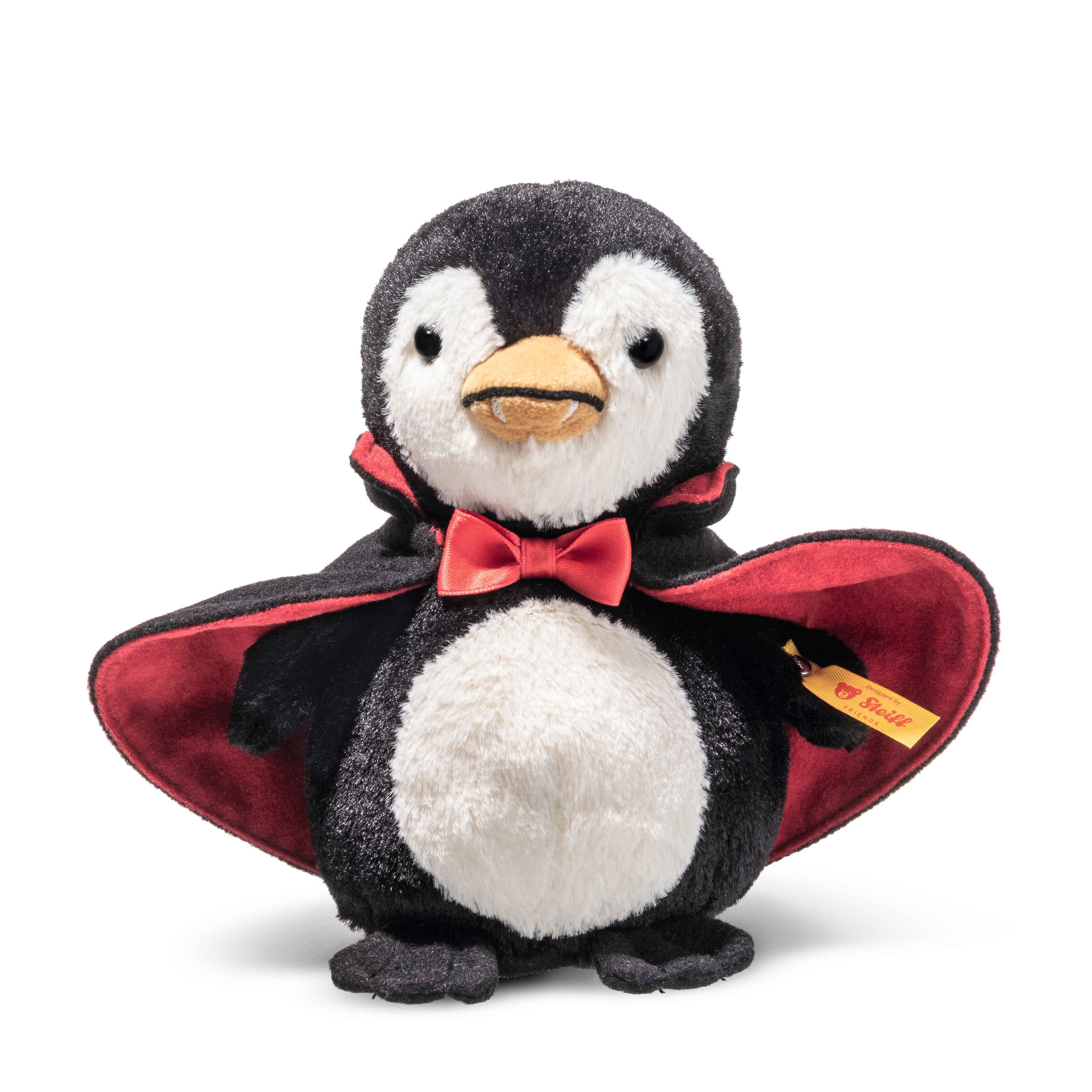 Steiff Kuscheltier Steiff Pinguin Nibble der Vampir 15 cm schwarz/weiß/rot stehend 057199