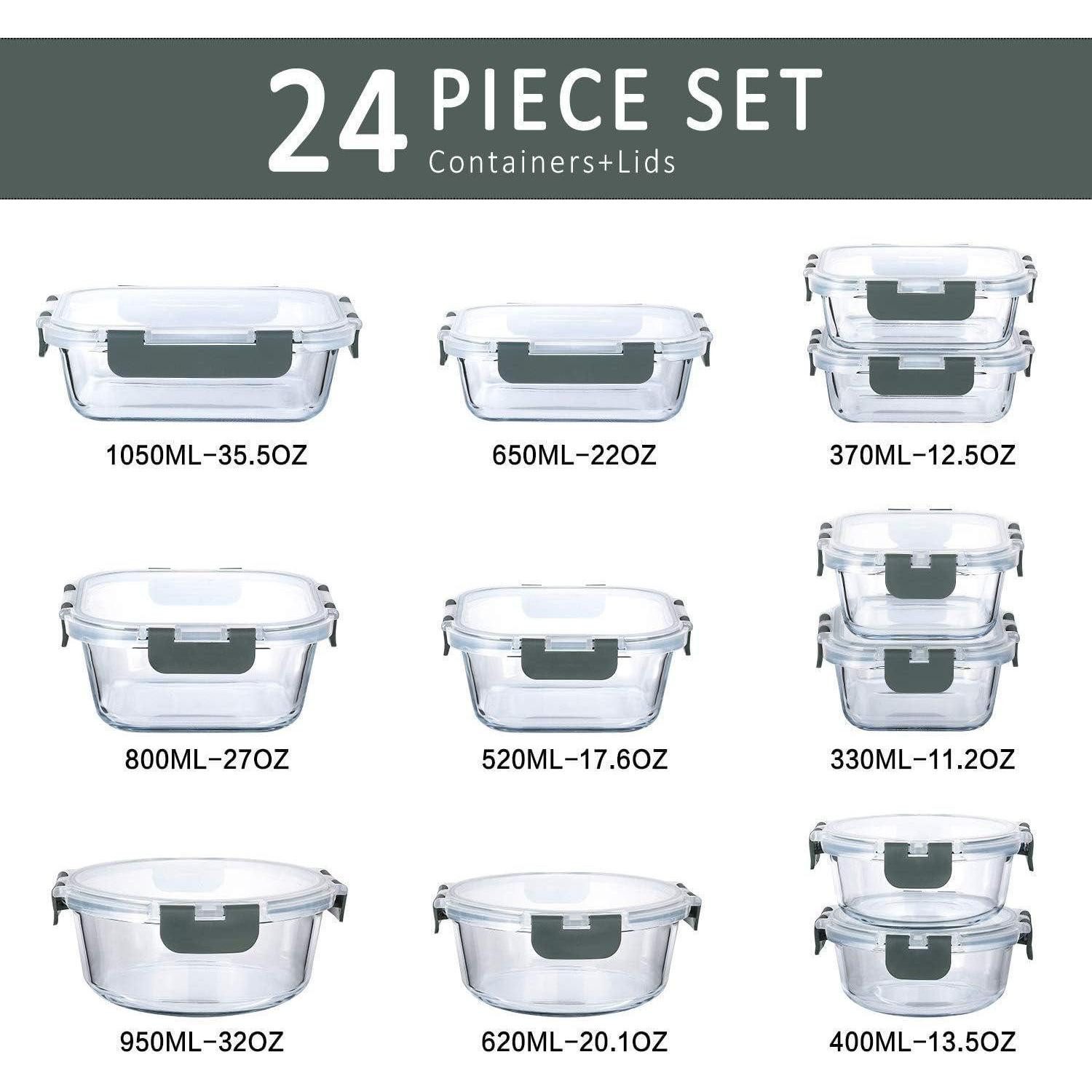 LuxusKollektion Aufbewahrungsdose Glas-Frischhaltedosen 24-teiliges Set - B günstig online kaufen