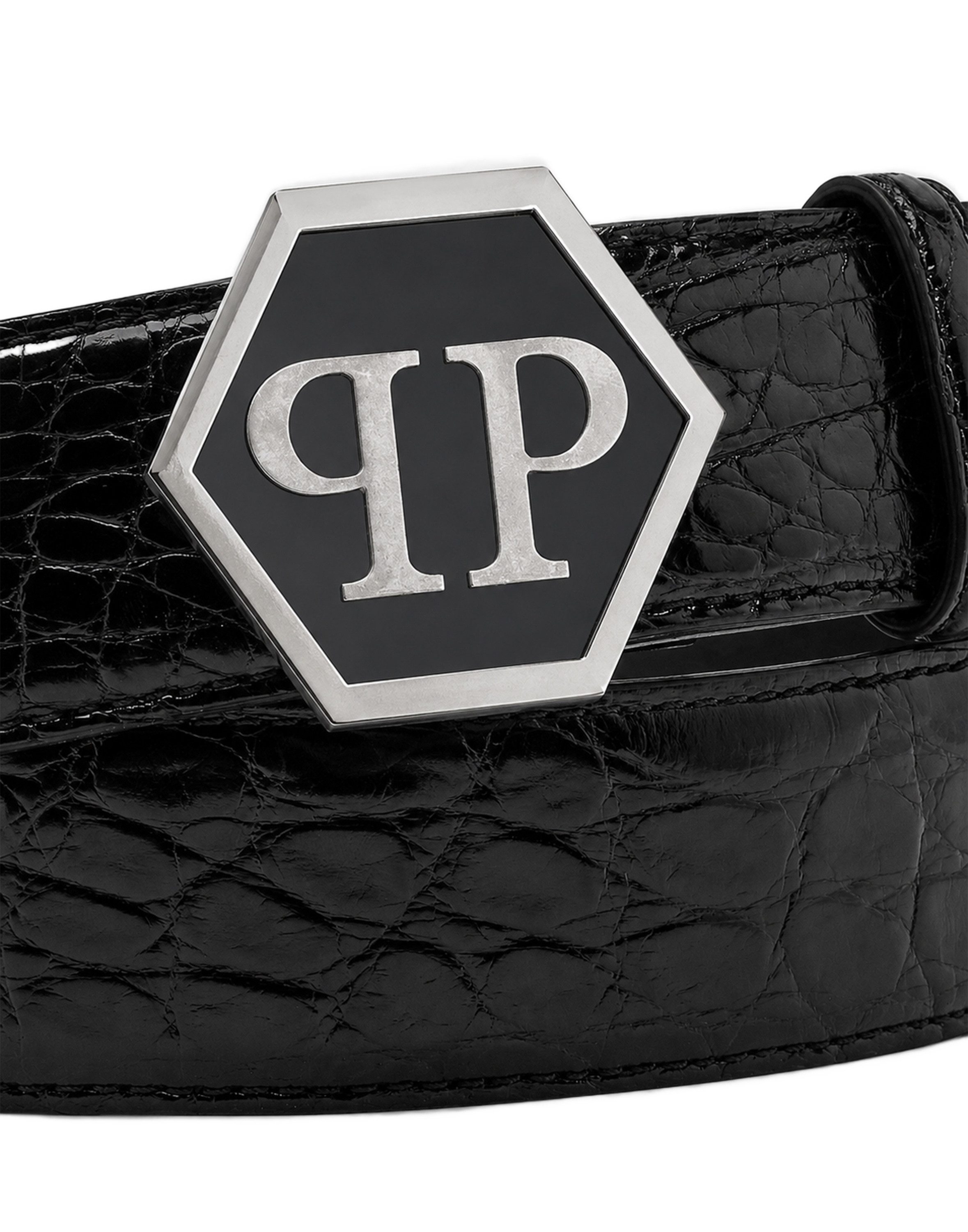 PHILIPP PLEIN Ledergürtel Hexagon Crocco Geprägt – Bild 2 von 3
