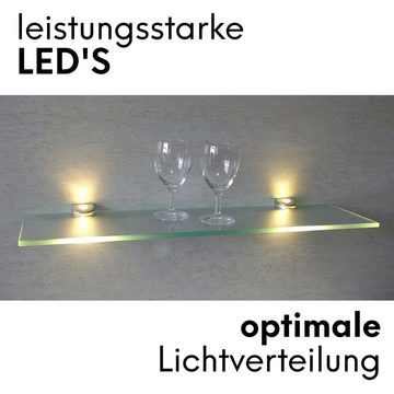 kalb LED Glaskantenbeleuchtung LED Glasregal Hängeregal Wandboard Wandregal Regal beleuchtet, SET - 300mm, warmweiß