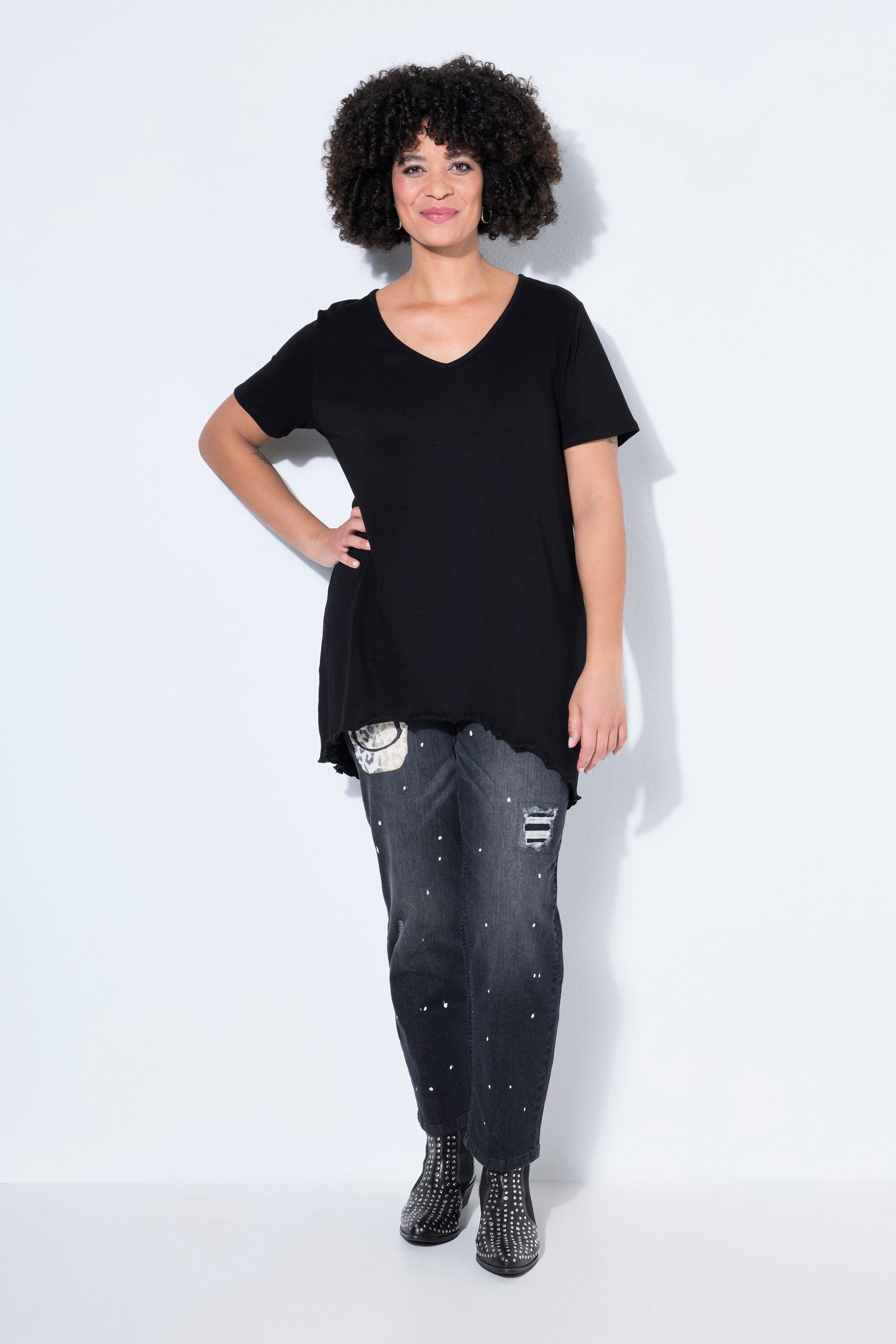 Angel of Style T-Shirt Strickshirt A-Linie Halbarm Feinstrick günstig online kaufen