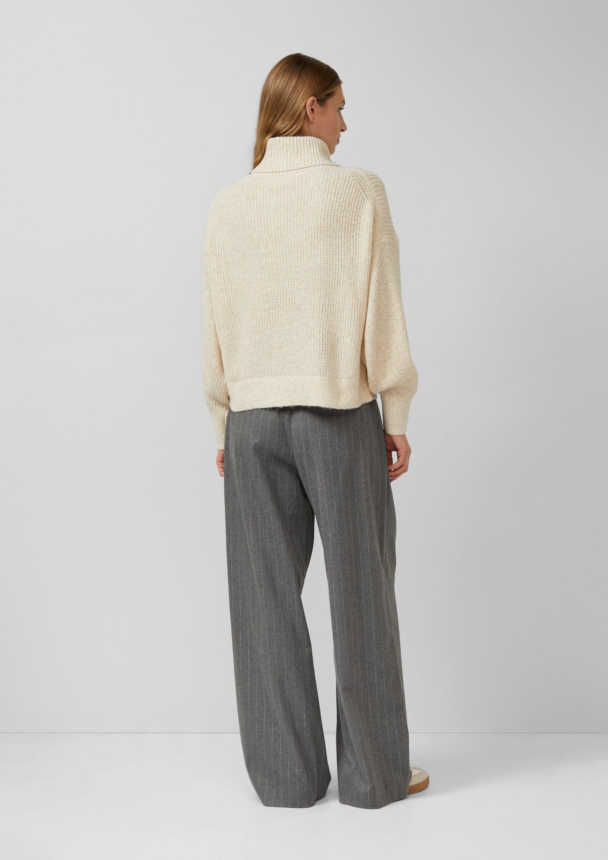 s.Oliver Longpullover Strickpullover Oversize-Strickpullover mit weiten Ärmeln und Rollkragen