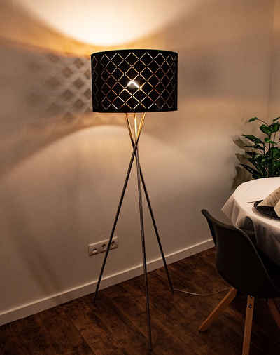 etc-shop LED Stehlampe, Leuchtmittel nicht inklusive, Steh Lampe Decken Fluter Wohn Zimmer Beleuchtung Textil