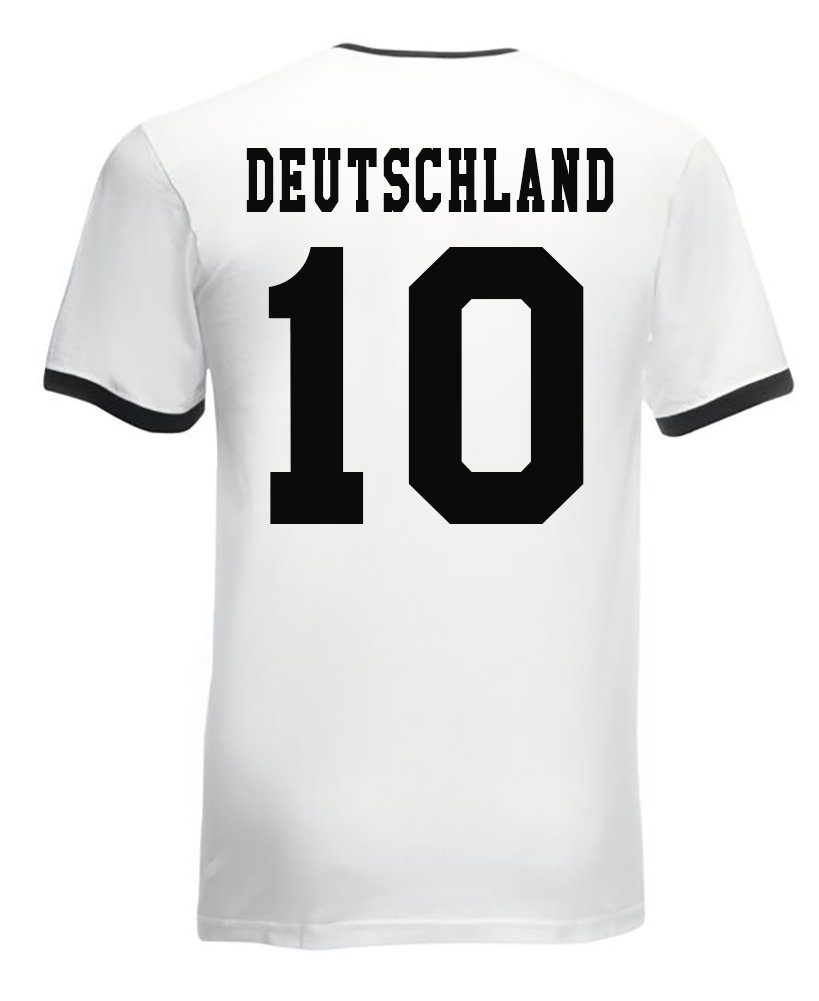 Youth Designz Deutschland T-Shirt trendigem Herren Fußball Trikot Look mit Motiv im T-Shirt Weiß