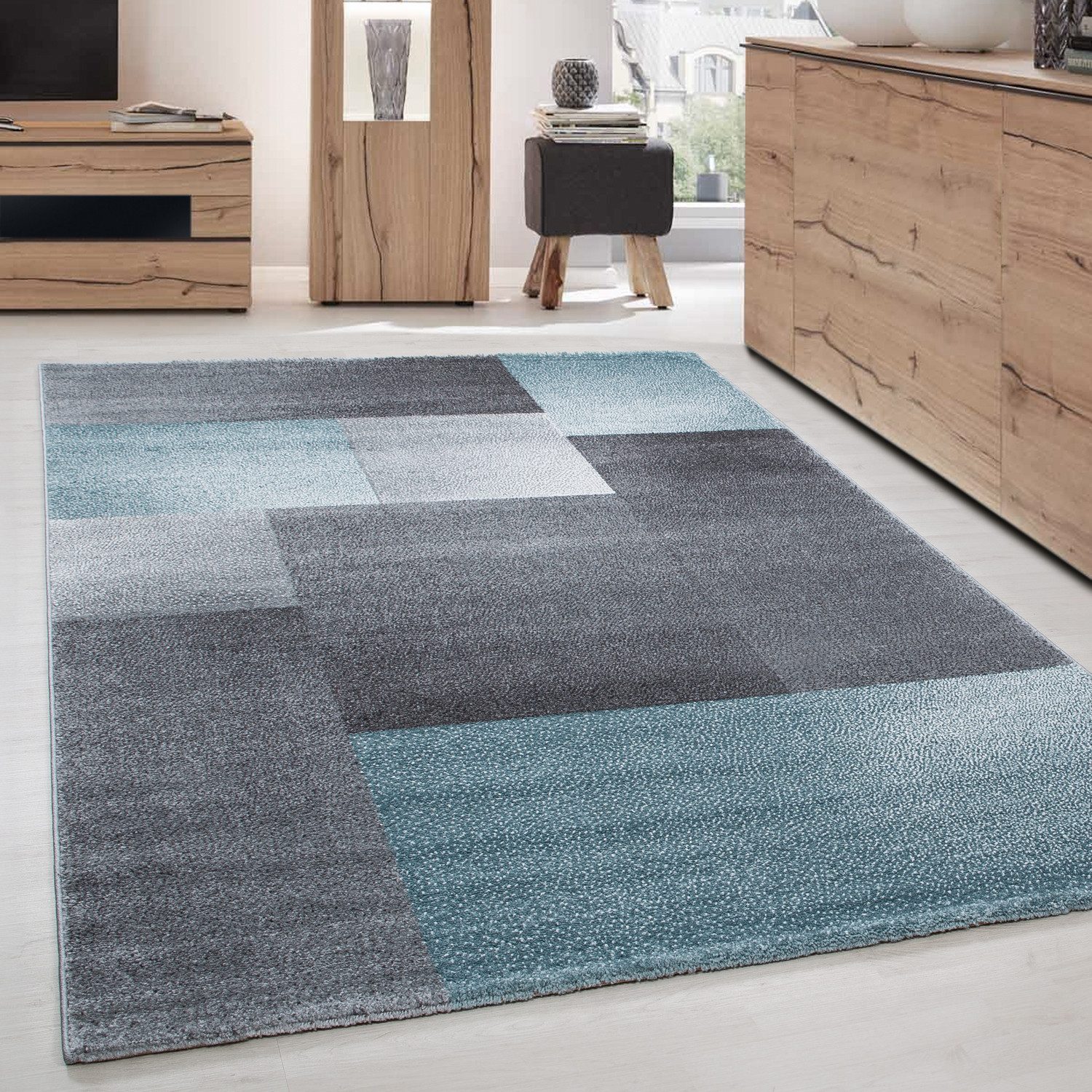 Carpettex Frisé-Teppich Kariert Design, Läufer, Höhe: 11 mm, Kurzflor Teppi günstig online kaufen
