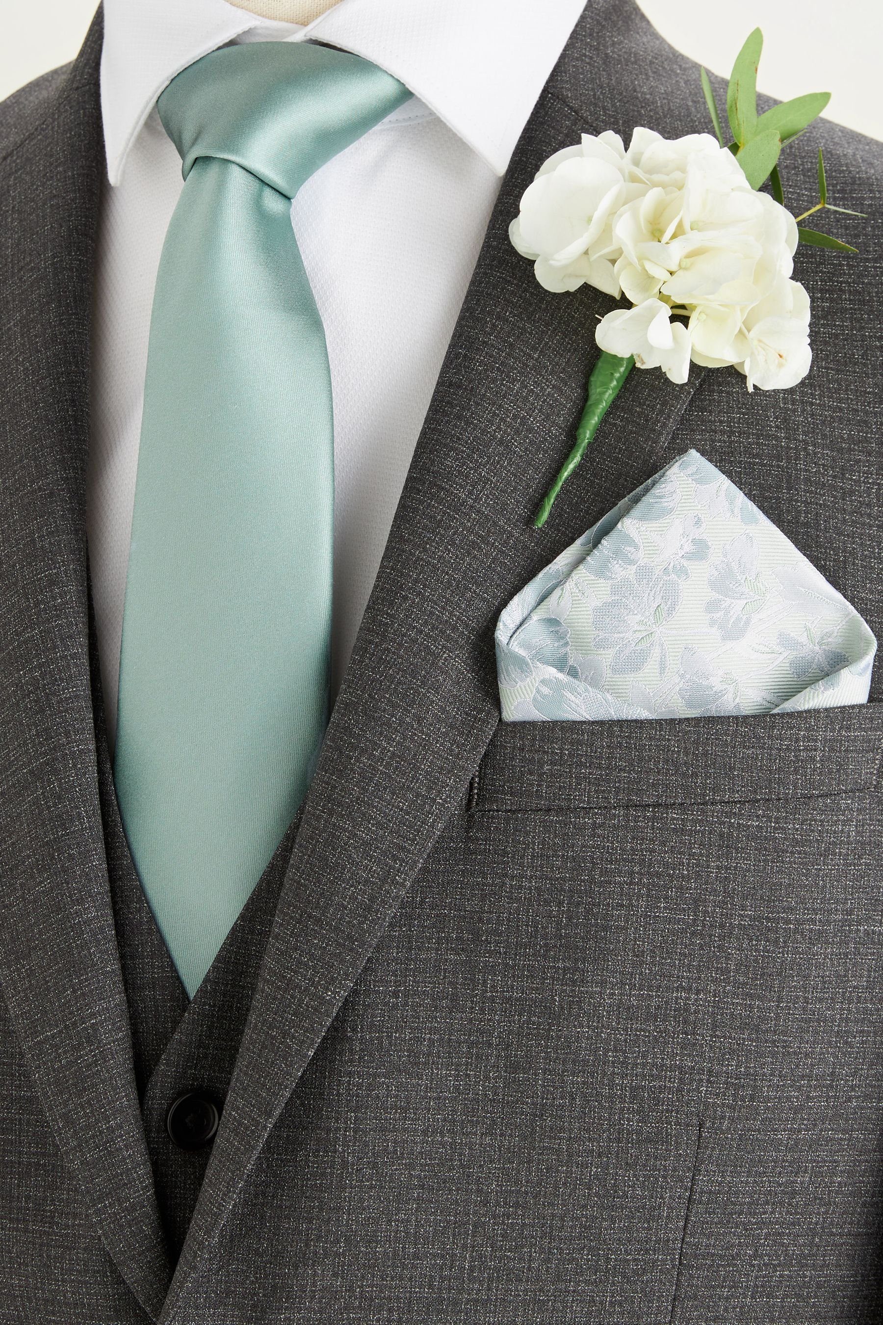 Einstecktuch Green Krawatte (3-St) Krawatte, Next Manschettenknöpfe und Sage