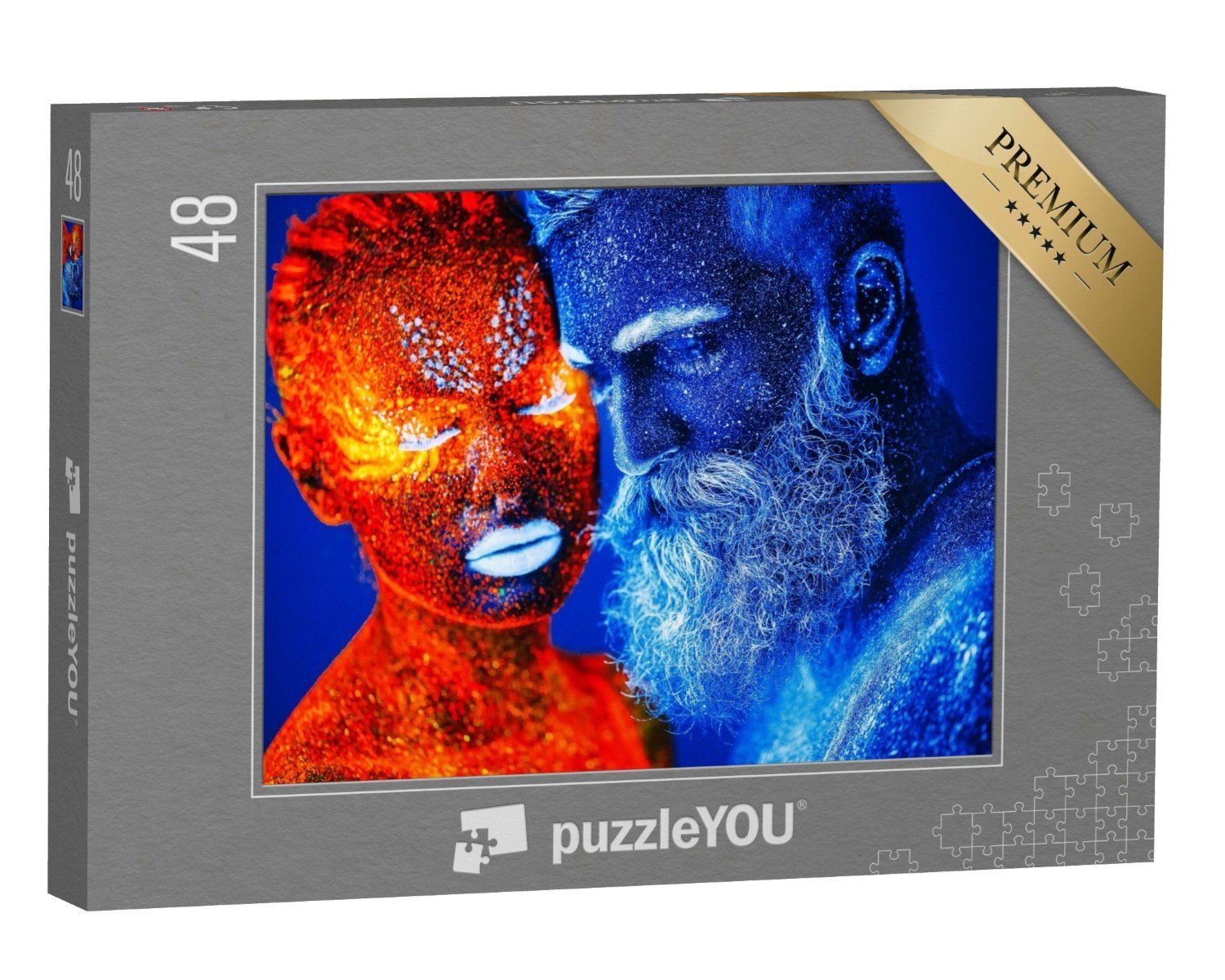 puzzleYOU Puzzle UV-Pulver-Porträt eines Mannes und einer Frau, 48 Puzzleteile, puzzleYOU-Kollektionen Kunst & Fantasy