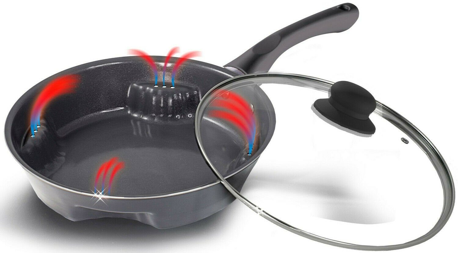 TELESHOP Bratpfanne Bratpfanne Ceraflon Airfry Pan Titan, Edelstahl (Keramik 1tlg 28cm auch Induktion), Fettfreies braten *** BESTER PREIS ***