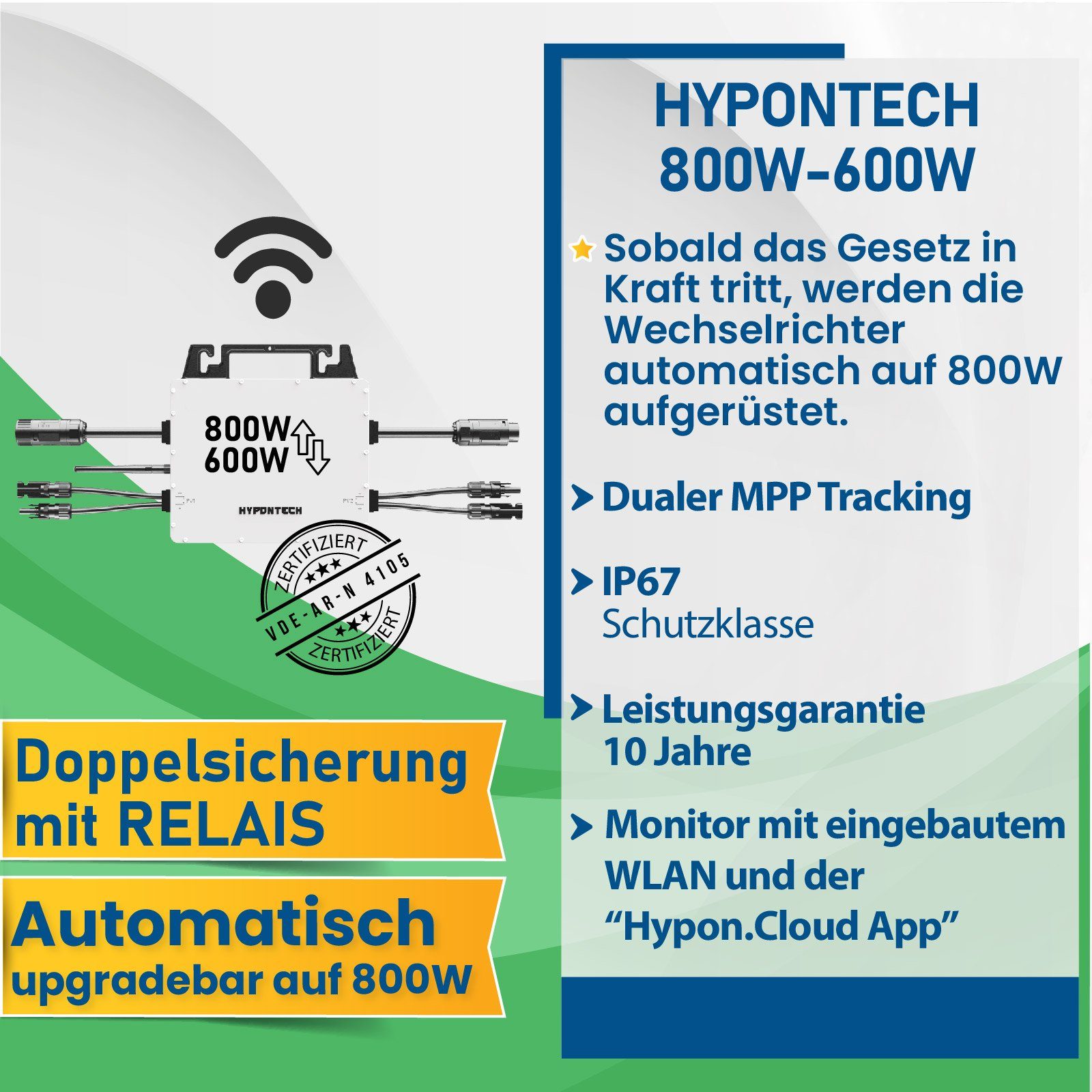 Halterung, Mit WIFI Balkonkraftwerk Campergold Aufständerung Solaranlage PV-Montage Hypontech Premium 800W Wechselrichter Upgradefähiger 800W Süd