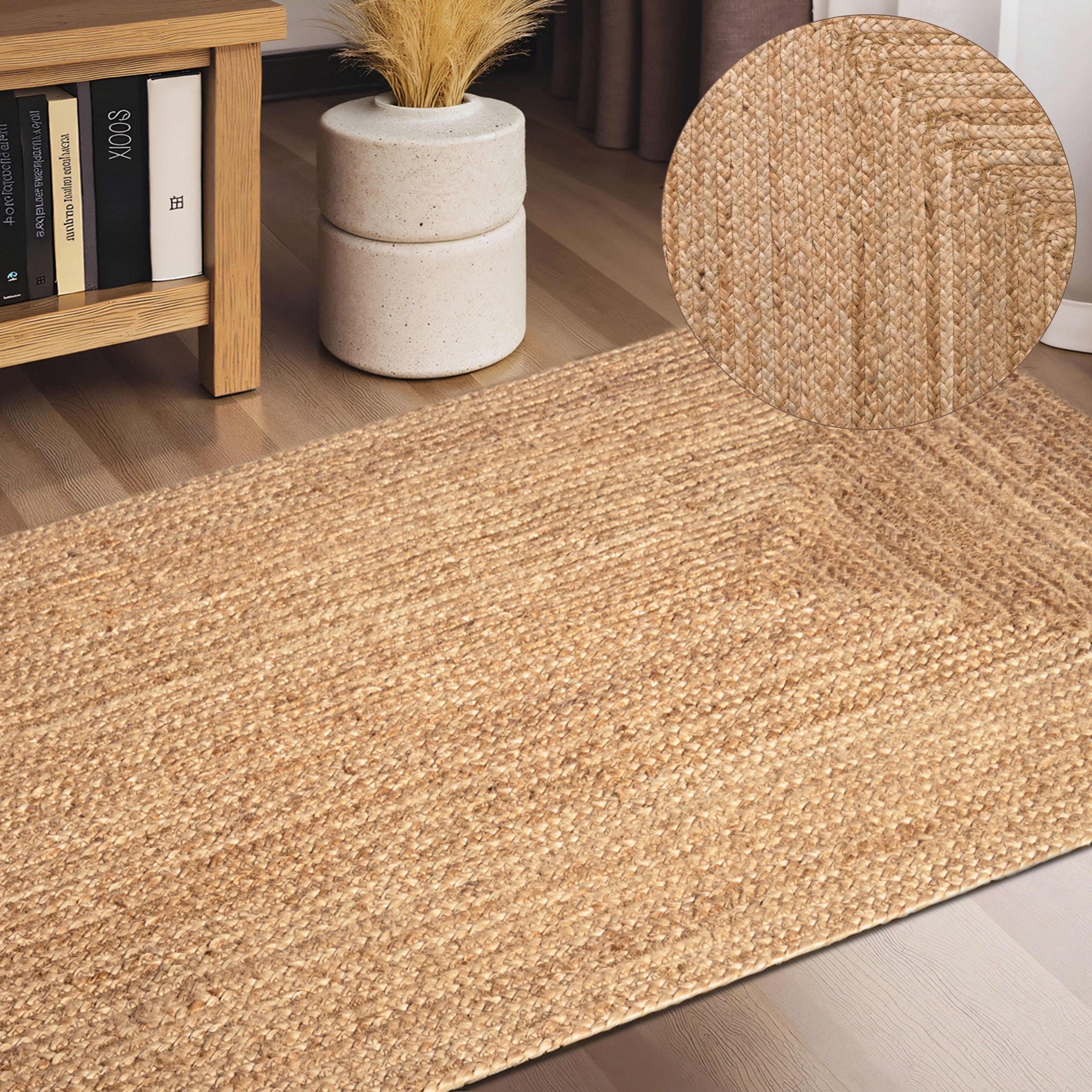 HANSE Home Teppich Juteteppich Teppich Juno, rechteckig, Höhe: 9 mm, Jute, Shape, Handgemacht, Wohnzimmerteppich, Naturteppich, Wohnzimmer