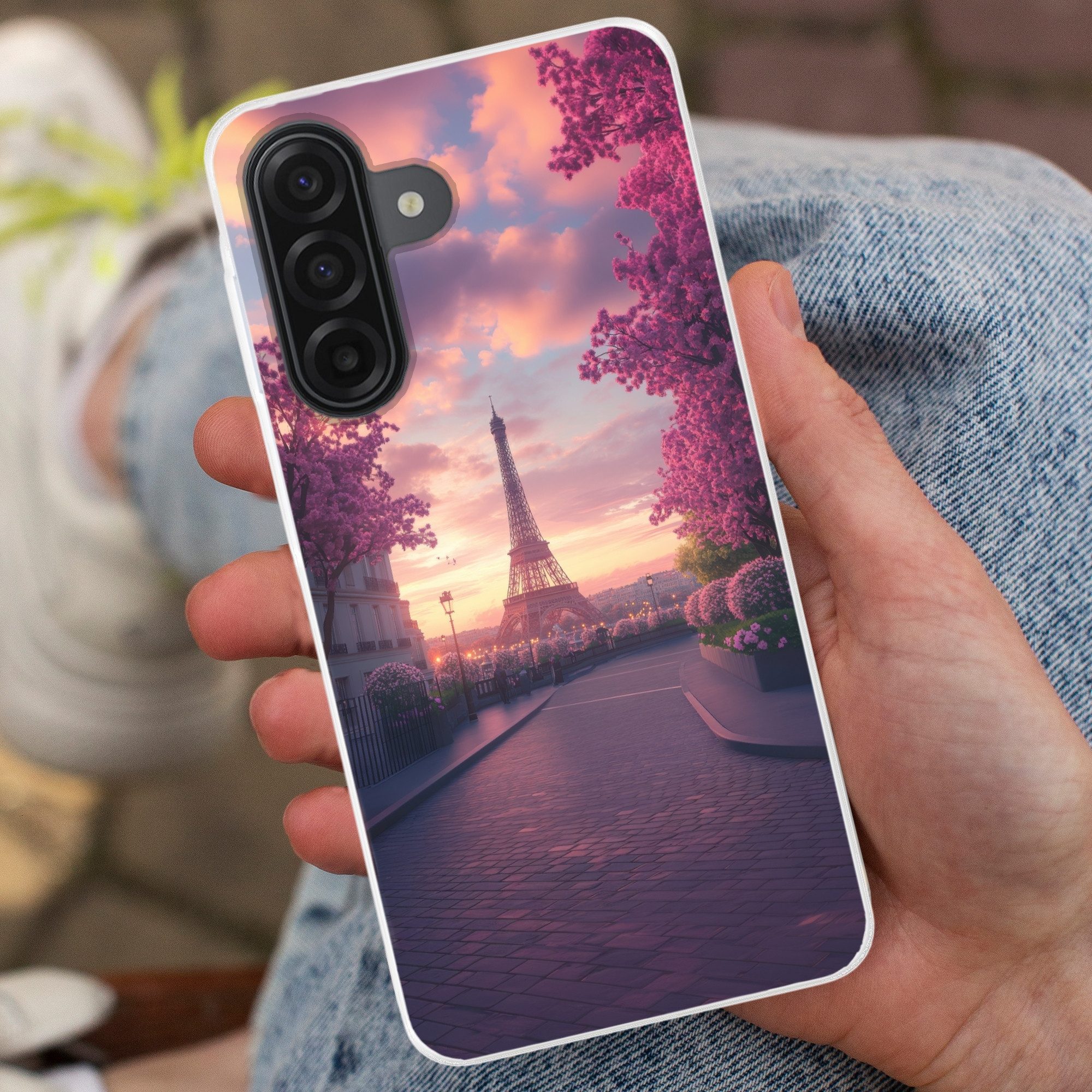 MuchoWow Handyhülle für Samsung Galaxy A17 Eiffelturm - Paris - Rosa, Smartphone-Bumper, Print, Handy Schutzhülle Dünn