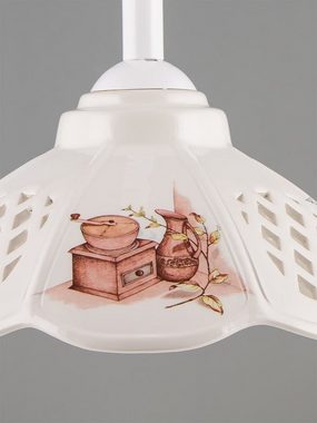 Helios Leuchten Pendelleuchte Küchenlampe Keramik weiß, Keramiklampe, Hängelampe, für Esszimmer Küche Esstisch, Deckenlampe hängend höhenverstellbar