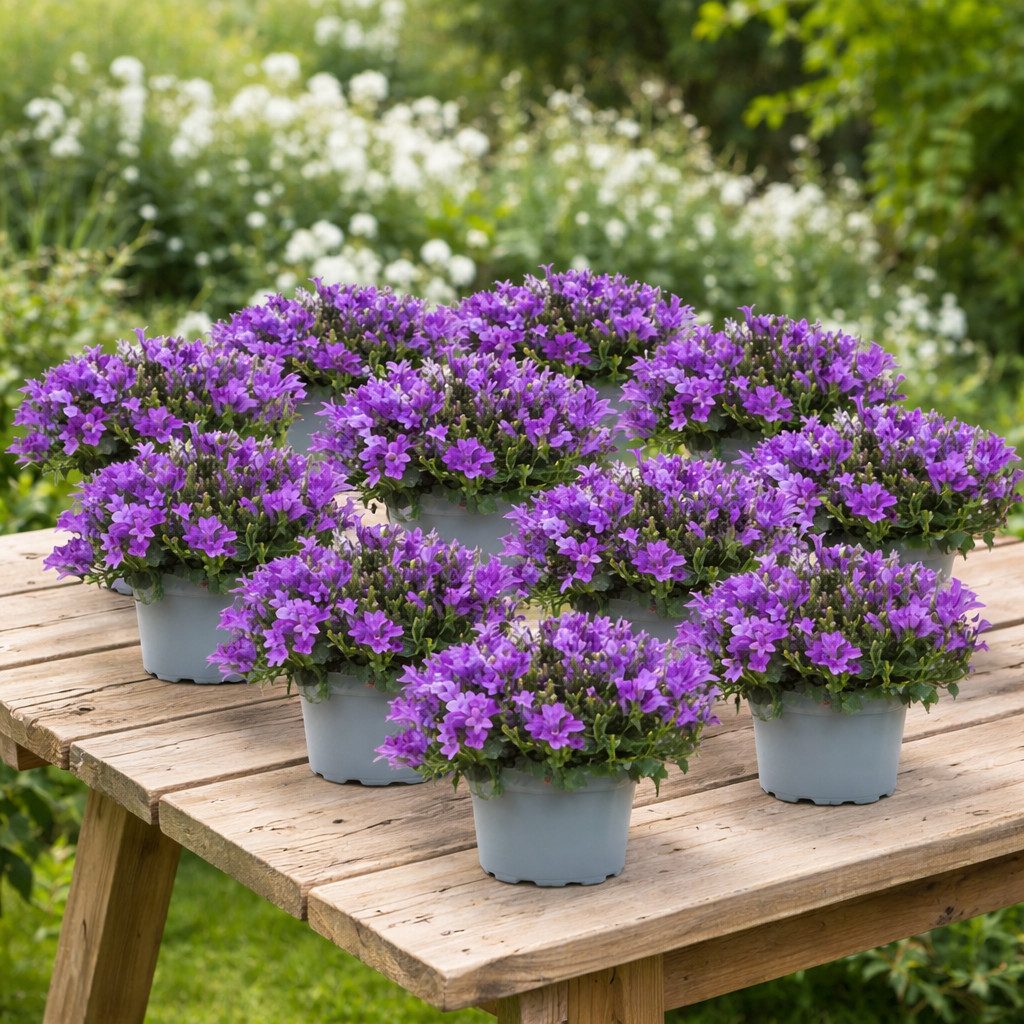 Exotenherz Bodendecker Campanula Addenda ideal für 2 m² 12cm Topf 12 Stück