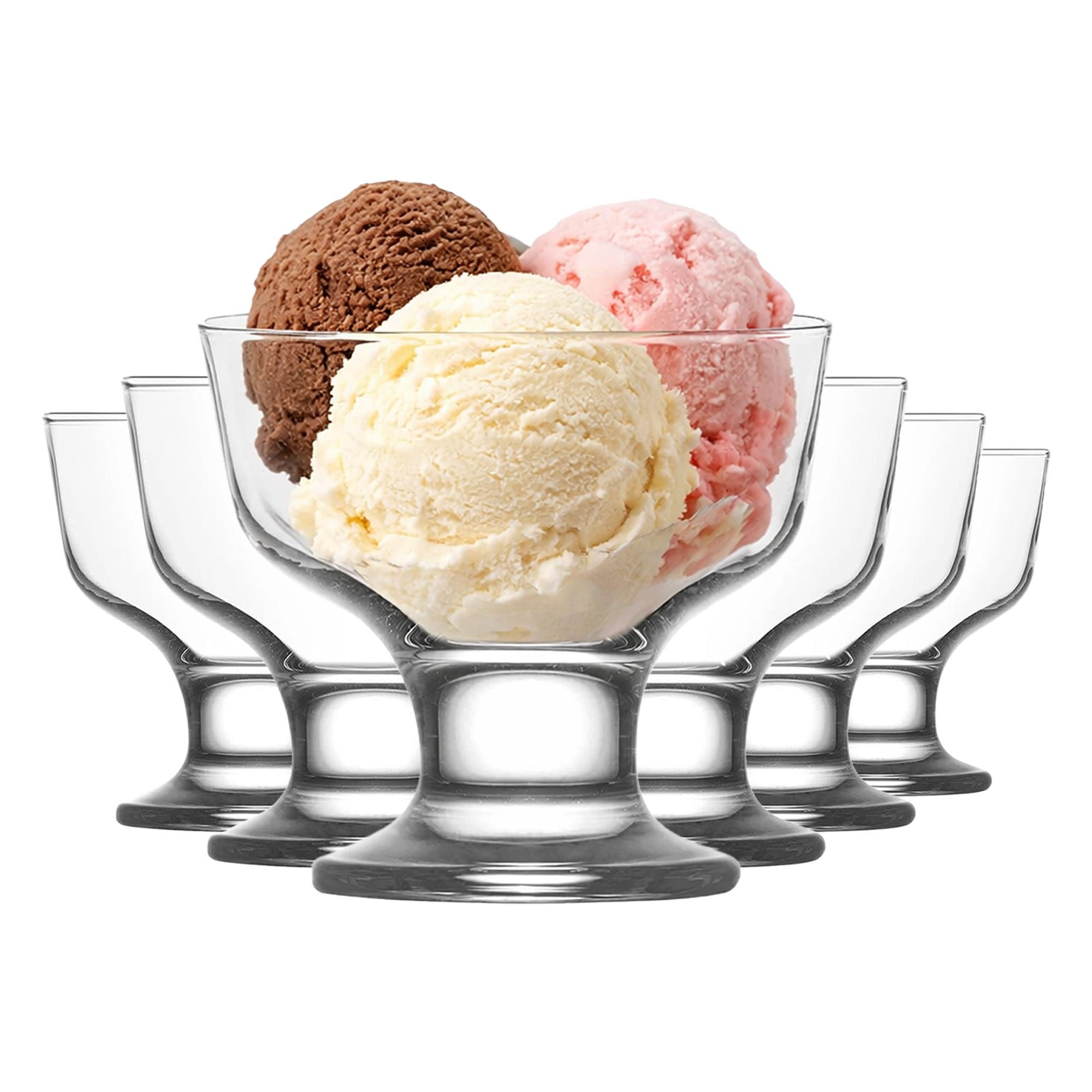 LAV Eisschale LAV Destina Eis- und Dessertschalen - 285 ml (9 3/4 oz), 6er Set, Glas, (Packung, 6-tlg), Elegantes Glasschalen für Desserts und Eis 6er-Set, 285 ml