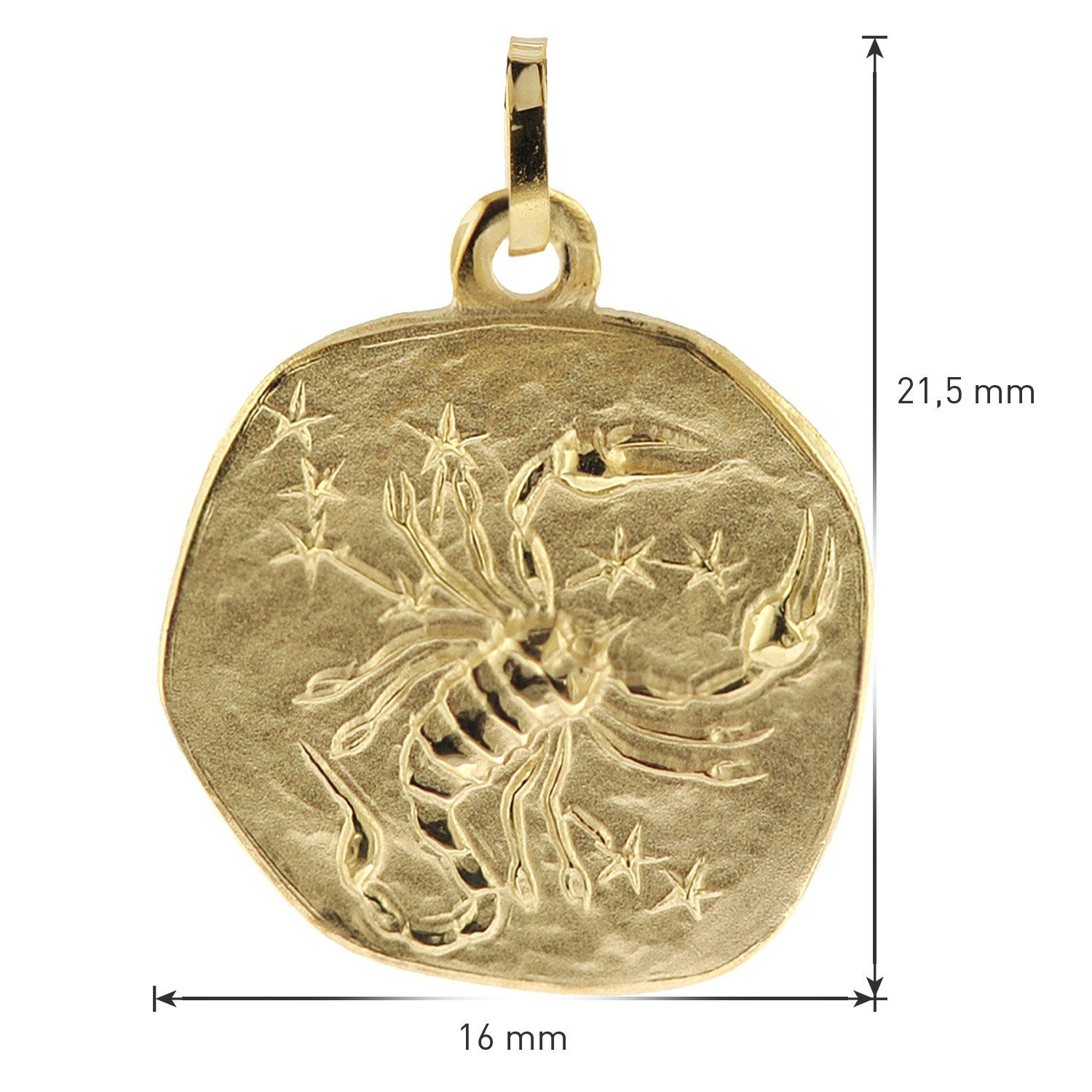 16 mm Gold Sternzeichenanhänger 333 trendor Sternzeichen- Skorpion
