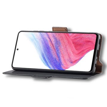 FITSU Handyhülle Flipcase für Samsung Galaxy A53 Handytasche Schwarz, Schlanke Handyhülle mit Geld- bzw. Kartenfach und Standfunktion