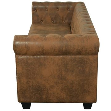 DOTMALL Chesterfield-Sofa 3-Sitzer antik braun, mit Knopfheftung und Nietenverzierung