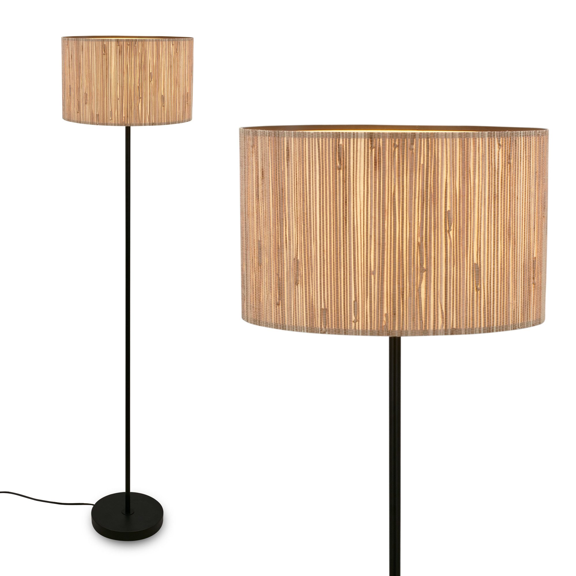 LED Stehlampe Stehleuchte E27 Boho Natur Beige Wohnzimmer