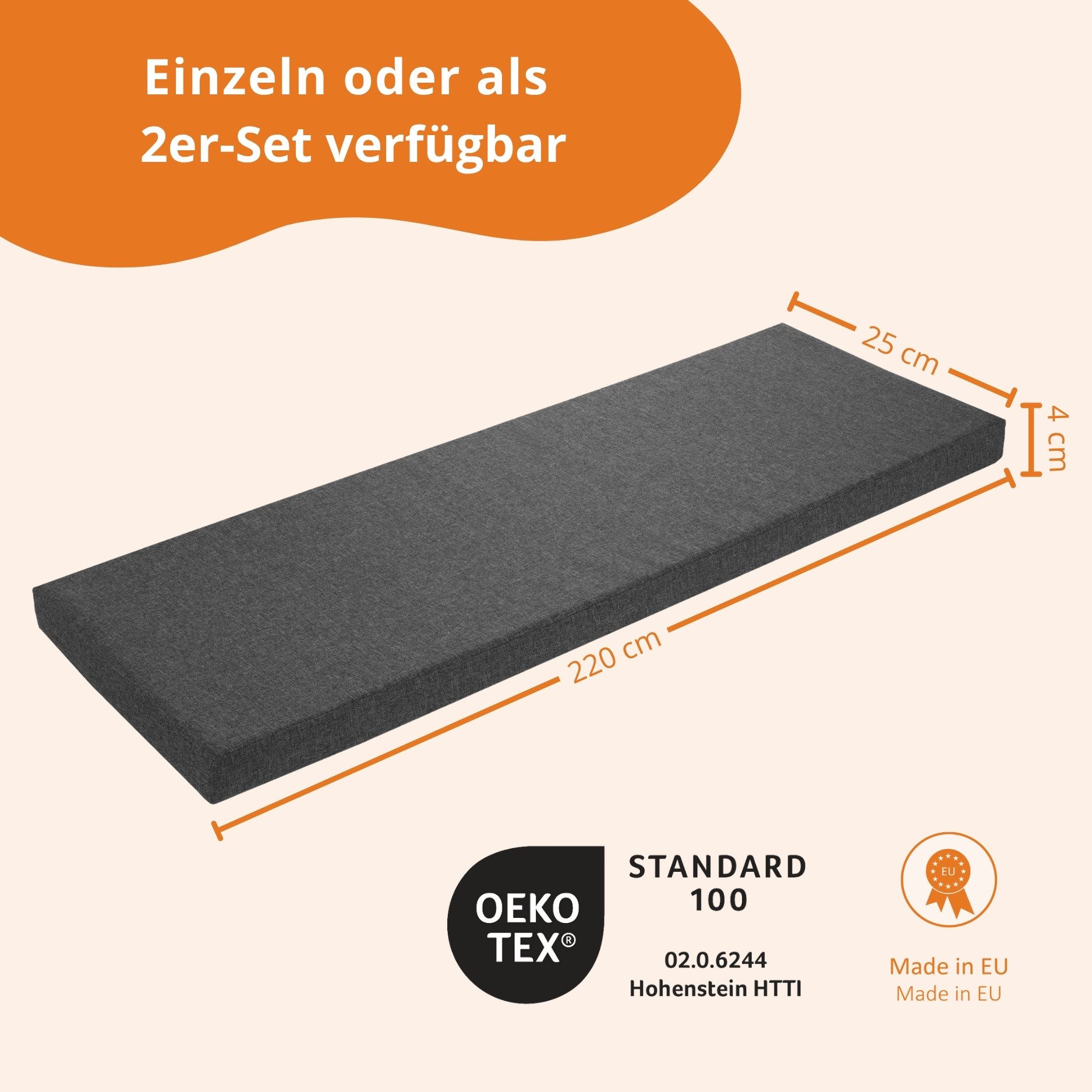 sleepling Bankauflage Bierbankauflage, (1 St), mit elastischen Schlaufen für optimalen Sitz, strapazierfähig, bequem