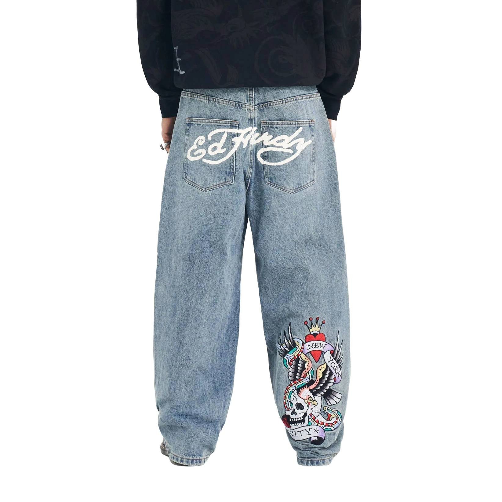 Ed Hardy Loose-fit-Jeans Jeans Ed Hardy Skull Trousers Tattoo-Stil