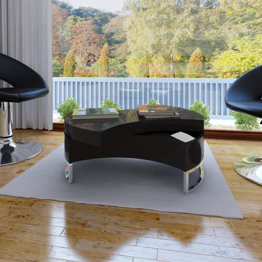 Couchtisch Tischplatte,Wohnzimmertisch,exklusiven Hochglanz-Schwarz Design drehbar DOTMALL