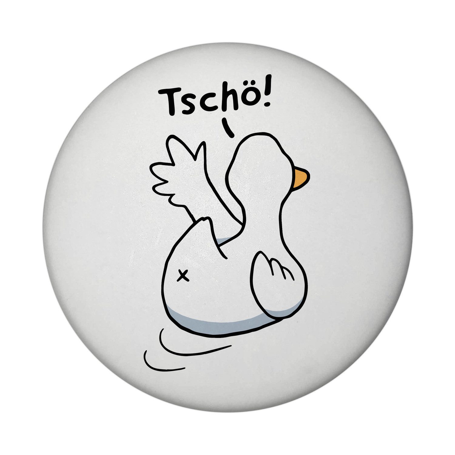 speecheese Ente winkt zum Abschied rund mit Spruch Tschö