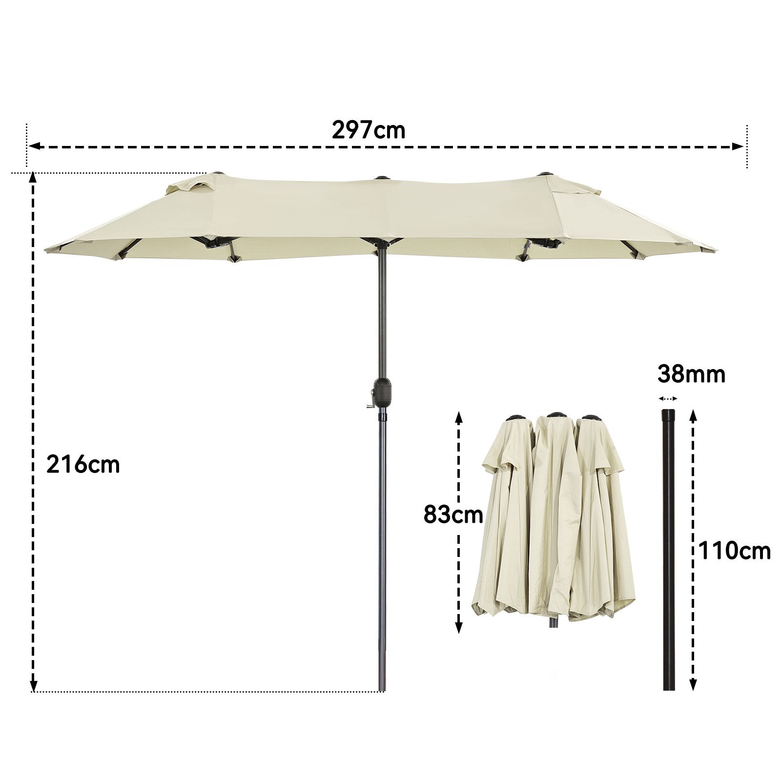 Angel Living Sonnenschirm Doppelsonnenschirm Marktschirm Gartenschirm günstig online kaufen