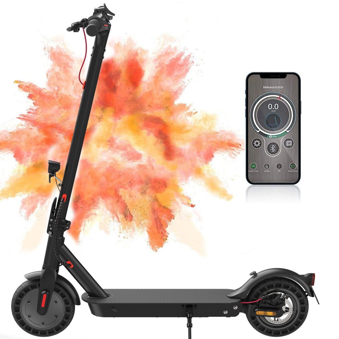 LOVONLIVE E-Scooter 500W E-Scooter mit Straßenzulassung, Heckantrieb, 10  Zoll Wabenreifen, 500,00 W, 20,00 km/h, ABE Faltbarer Elektroroller Max  40km Reichweite, Duales Bremssystem