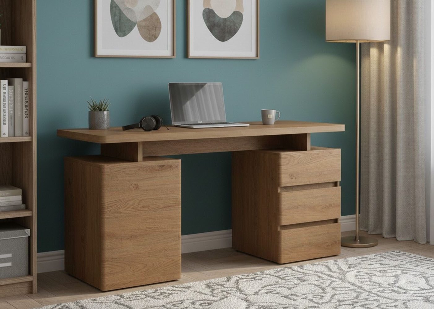 Jahnke Schreibtisch CU-LIBRE C 250, wechselseitig montierbar, viel Stauraum, Breite 150 cm