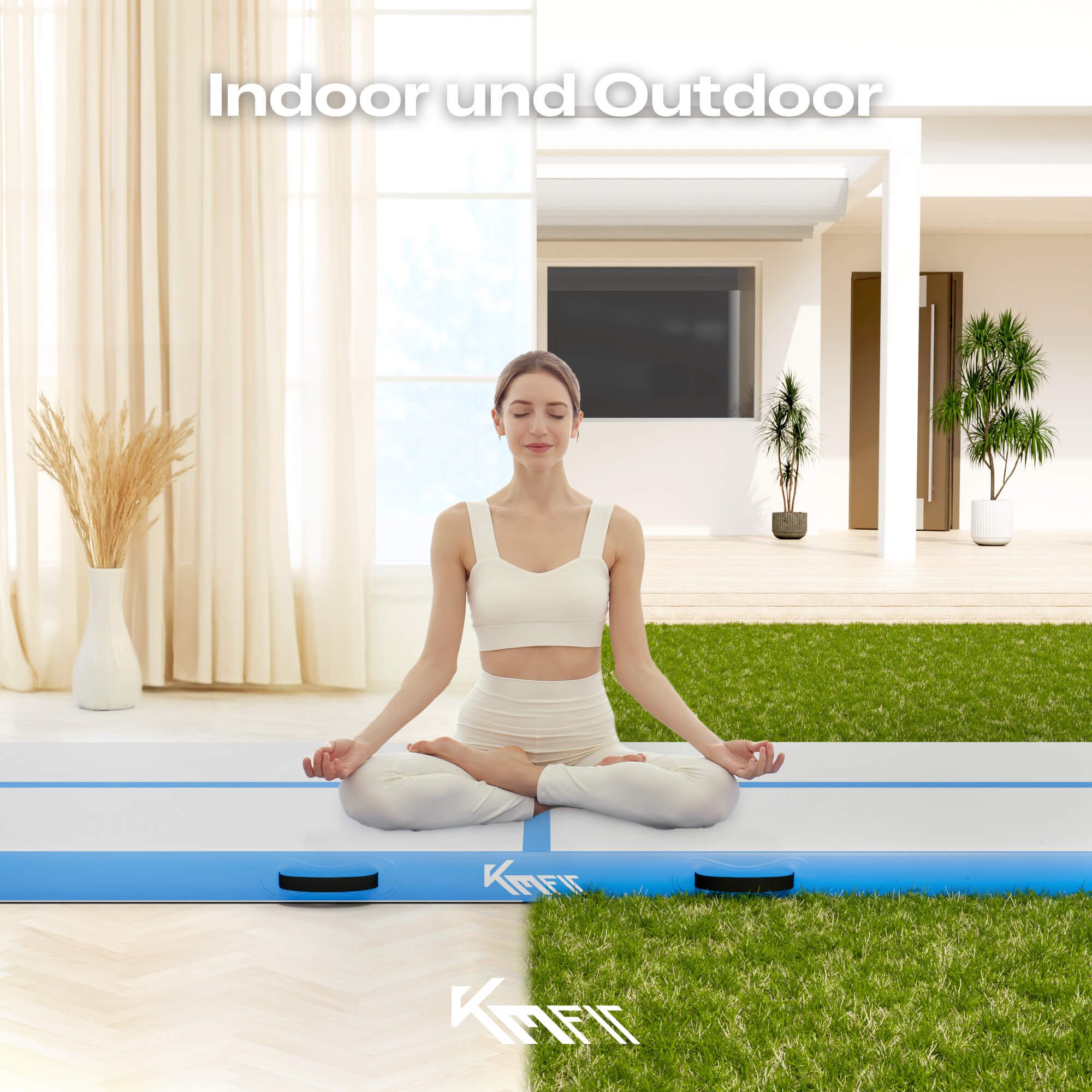 KM - Fit Gymnastikmatte Airtrack Matte Turnmatte Fitness-Matte (1-St., 300 x 100 x 10 cm), mit integrierter Pumpe 600W