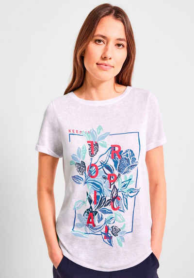 Cecil T-Shirt LINENLOOK_Shape print mit klassischem Rundhalsausschnitt