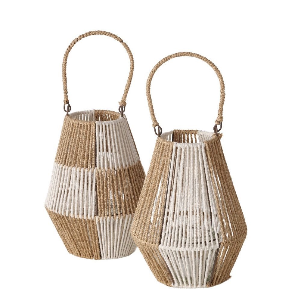 Bodenwindlicht Boltze, ein Windlicht Juta, natur, weiß, Höhe 26cm, 2054319